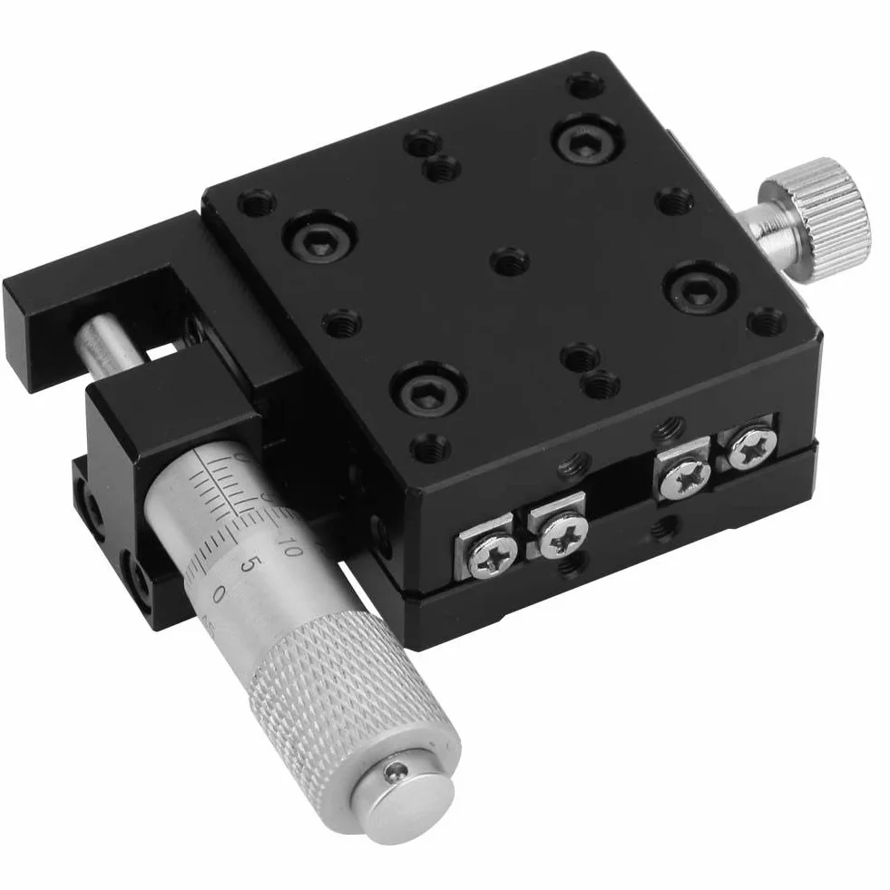 X Etapa lineal 40 x 40 mm Micrómetro Manual Precisión Conversión lineal Plataforma Eje lineal Guía de rodillos cruzados