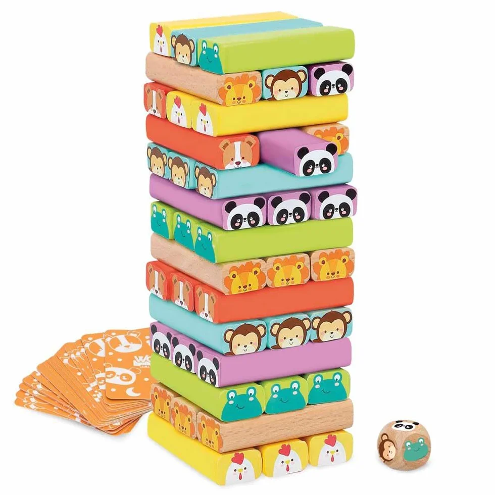 WOOMAX Torre de Bloques de Madera c/Animales y Colores