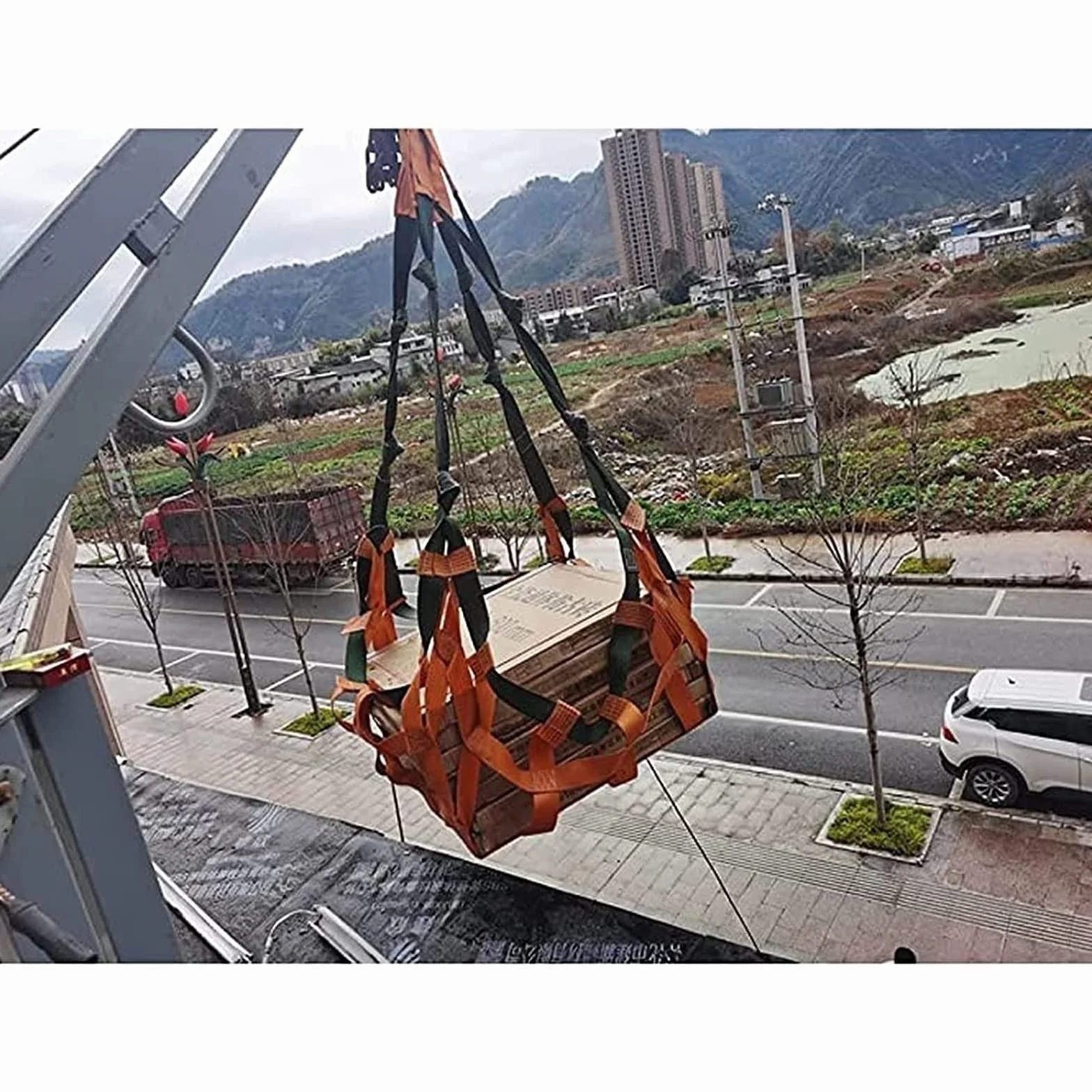 Redes De Carga De Elevación - Separador Carga Furgoneta, Red De Elevación De Carga Plana De Poliéster, Red De Carga Elástica, Red De Elevación De Muelle De Carga Y Descarga De Mercancías