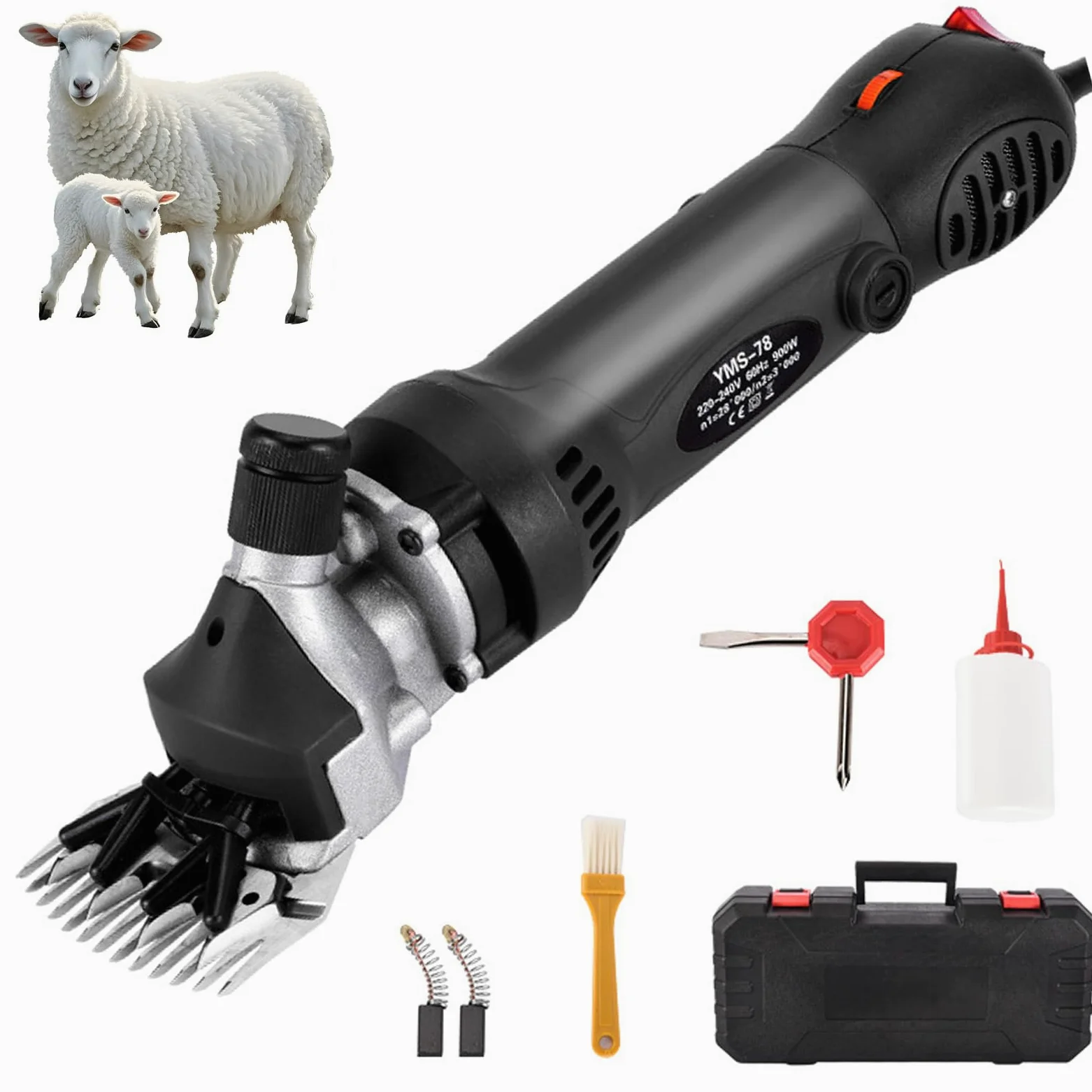 Tijeras Eléctricas para Ovejas 900W, 6-Velocidades Tijeras Profesionales para Ovejas, Cortadora de Pelo de Ganado de Granja,Ovejas, Lana, Cabras Corte de Pelo de Ganado de Granja