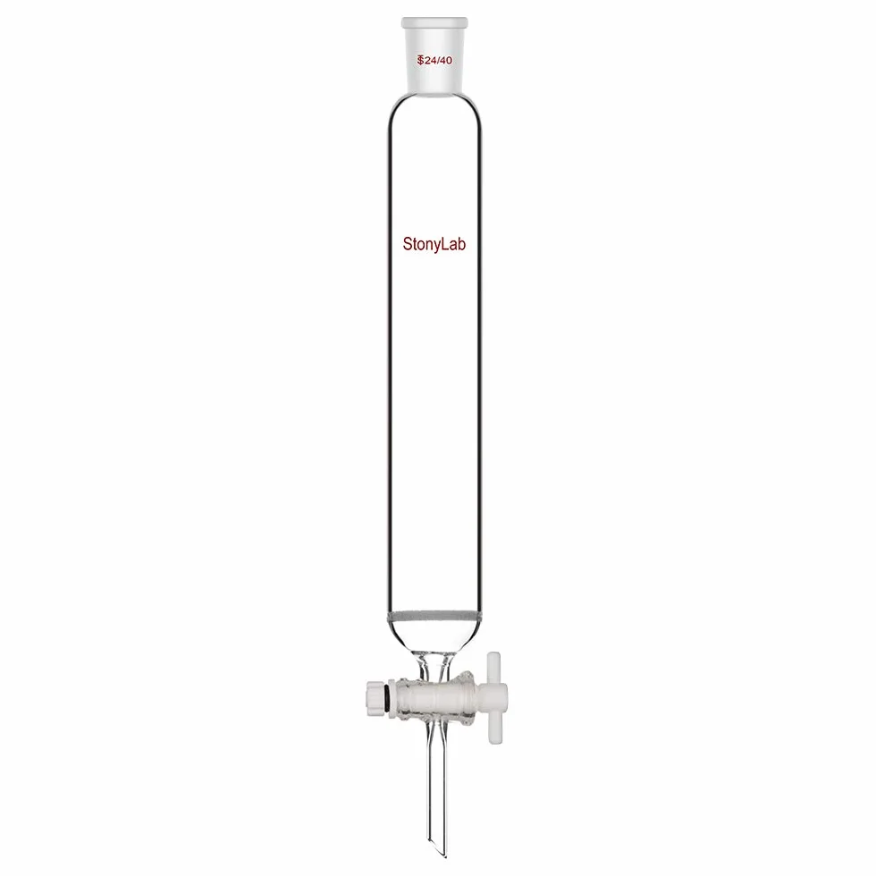 stonylab Columna de Cromatografía de Vidrio de Borosilicato, Chromatography Column Junta de 24/40 con Disco Fritado y Llave de Paso PTFE, 300 mm Longitud Efectiva y 50 mm O.D de Columna