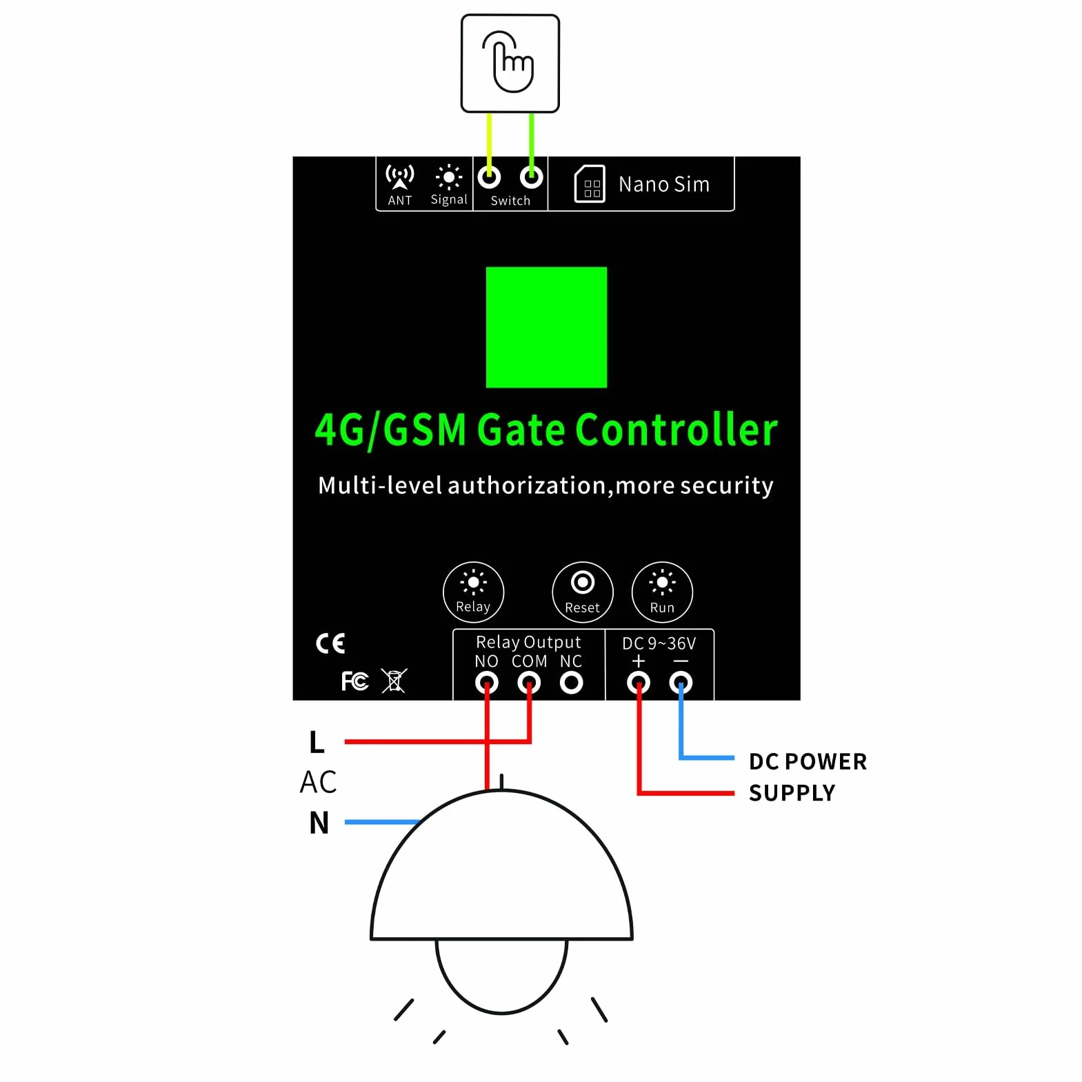 Abridor de Puerta G203 GSM, Control Remoto de Acceso a Puerta de Garaje 3G 4G, Reinicio de Reinicio Remoto Compatible, Interruptor Remoto GSM 4G