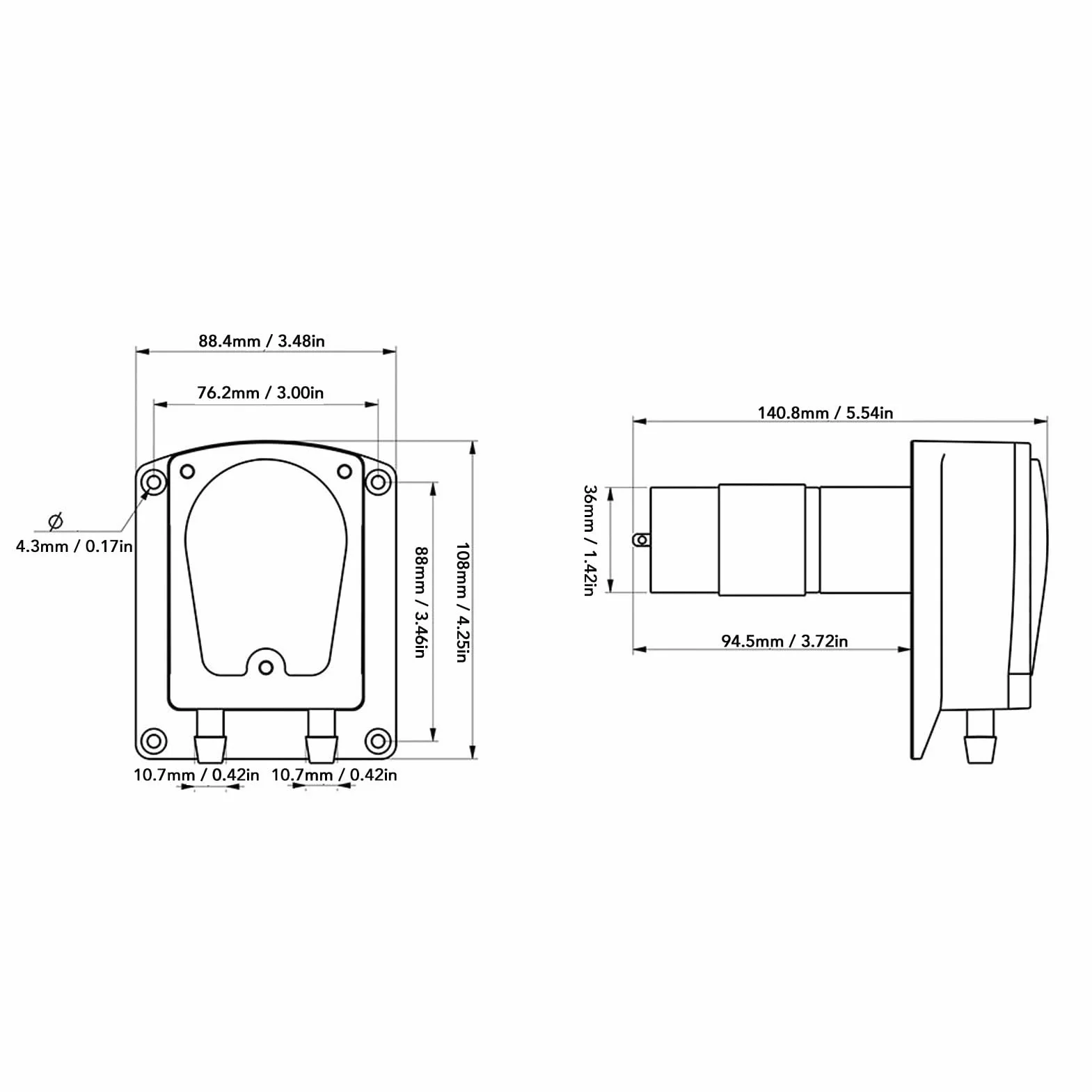 Generic Bomba Peristáltica, Doble Cabezal con Manguera de Silicona Grado Alimenticio, 1500ml/min, Motor DC24V para Lavadora Analítica de Laboratorio