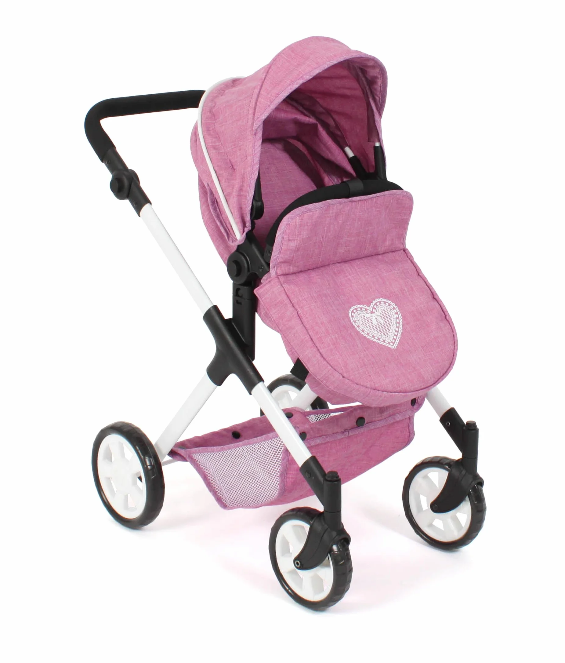 Bayer Chic 2000 Cochecito para muñecas Mila 2 en 1 Rosa Vaquero Mango Ajustable 39-72 cm 50 cm 3-7 años