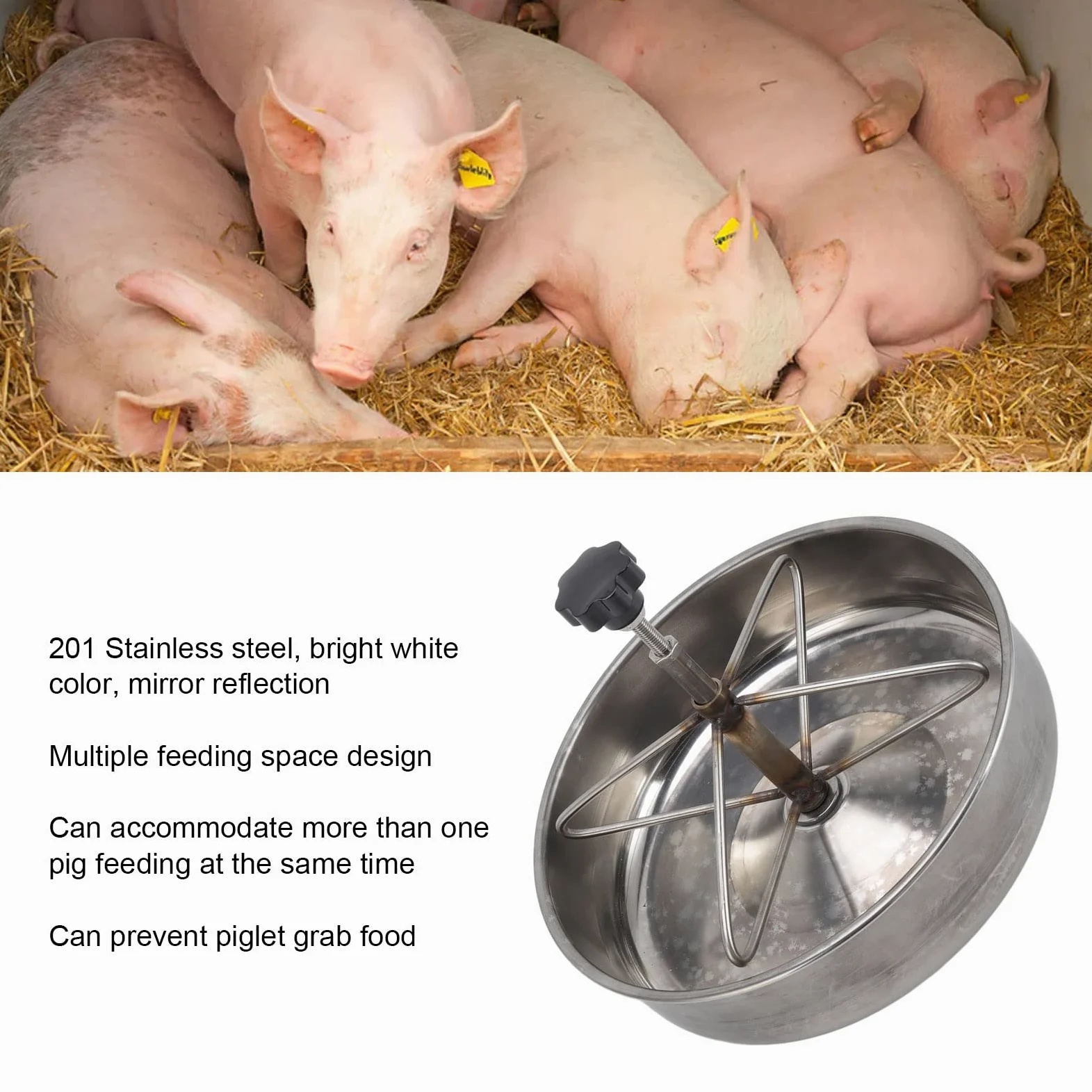 Comedero para Cerdos, 2 Piezas Bebedero para Pollos de Acero Inoxidable Comedero para Pollos Comedero para Cerdos Comedero para Patos Comederos de Agua para alimentación de Ganado (l)