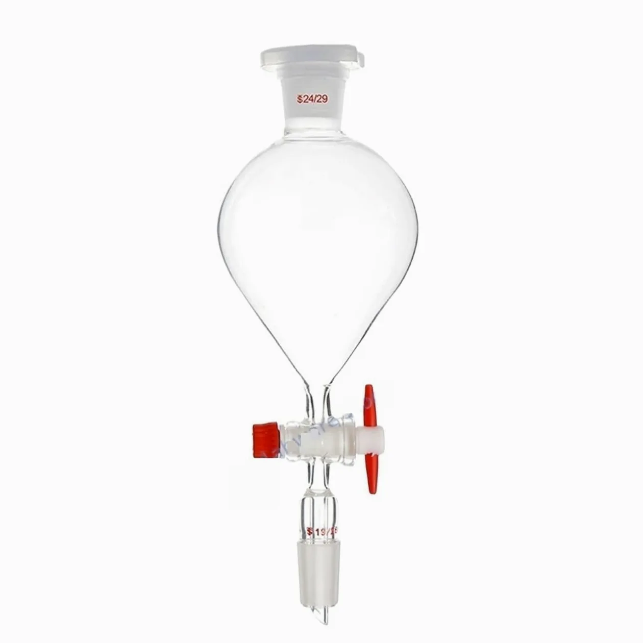 Embudo separador esférico de vidrio con pistón de PTFE(125ml 24x24)