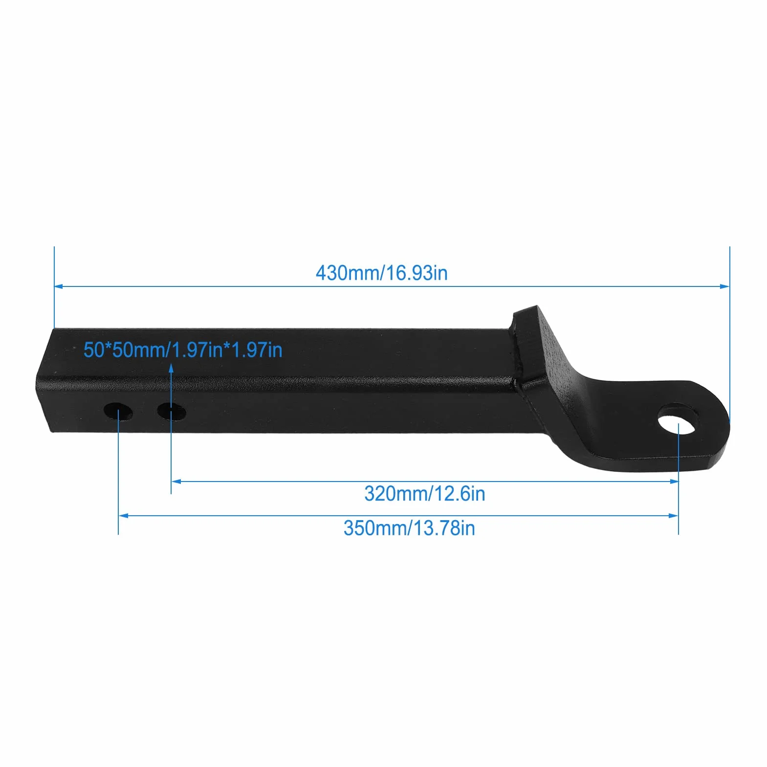 Soporte de Bola de Enganche de Remolque de Acero Forjado de 430 mm, Capacidad de 2721 kg, Receptor de 50,8 mm, Longitud extendida para RV y remolques