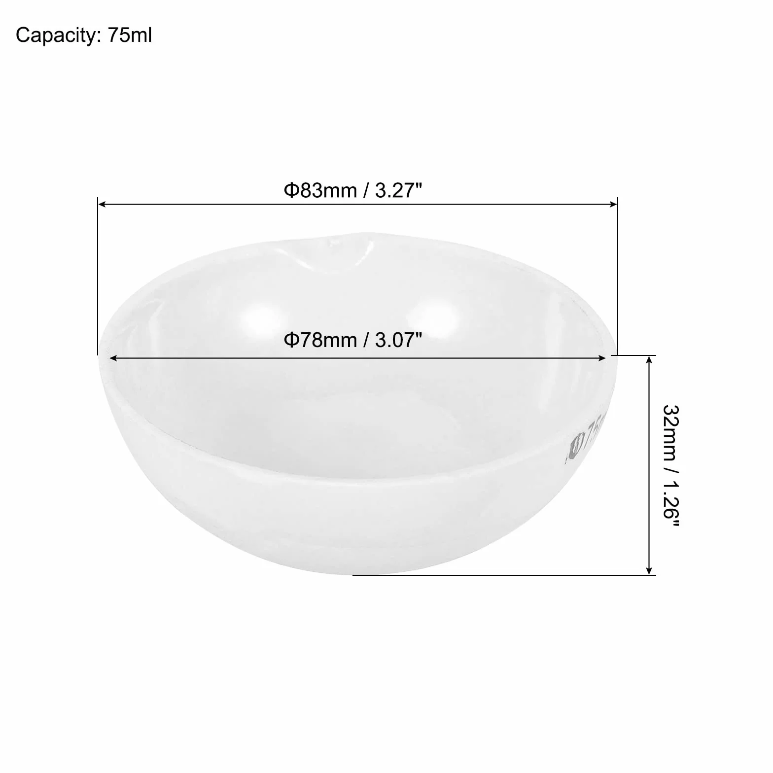 PATIKIL 75ml Porcelana Crisol Plato Cerámica Evaporación Cuenco Copa Olla para Derretir Fundición Refinación