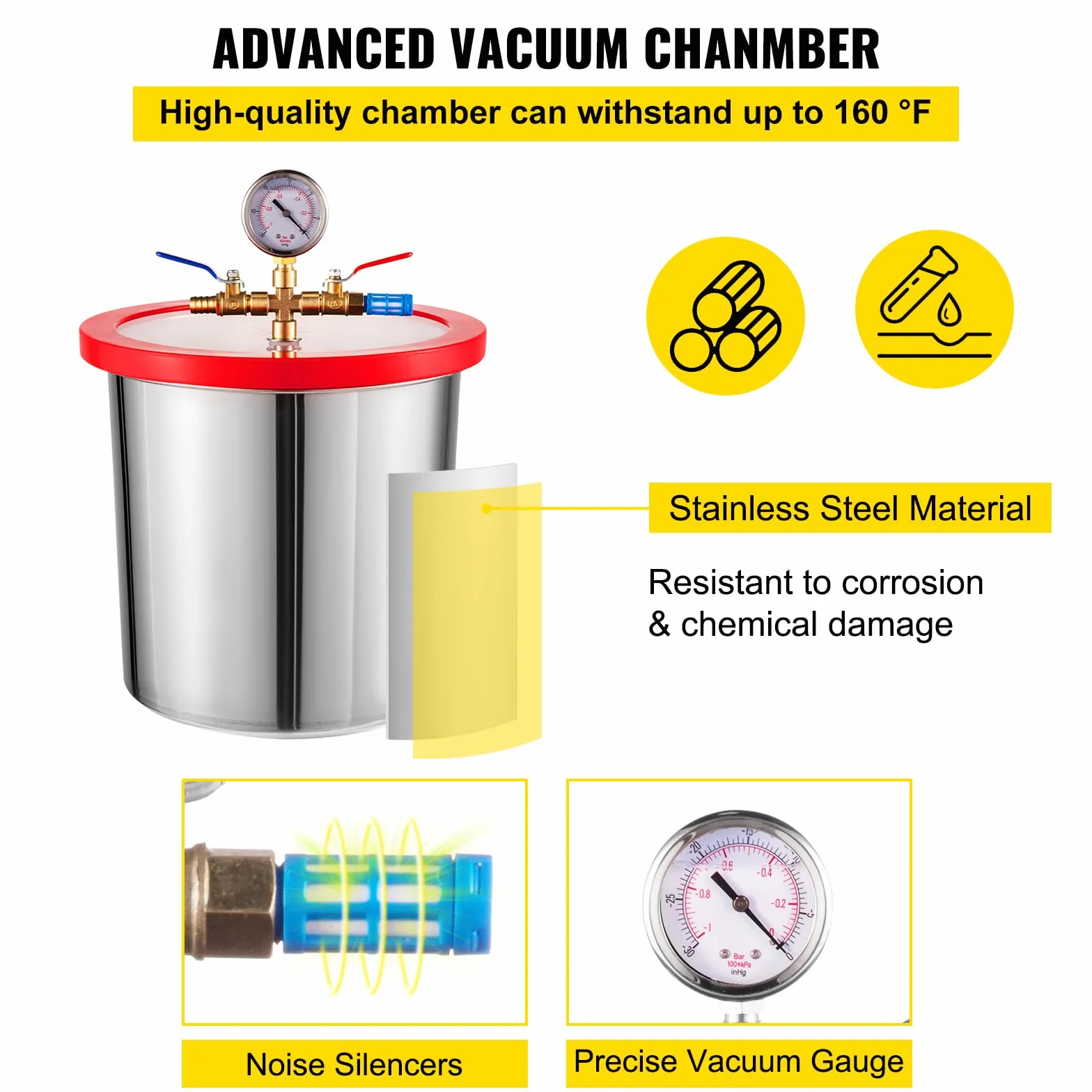 VEVOR Bomba de Vacío 3 CFM 1/4 HP 12 L 1720 RPM 220V Carcasa de Aleación de Aluminio