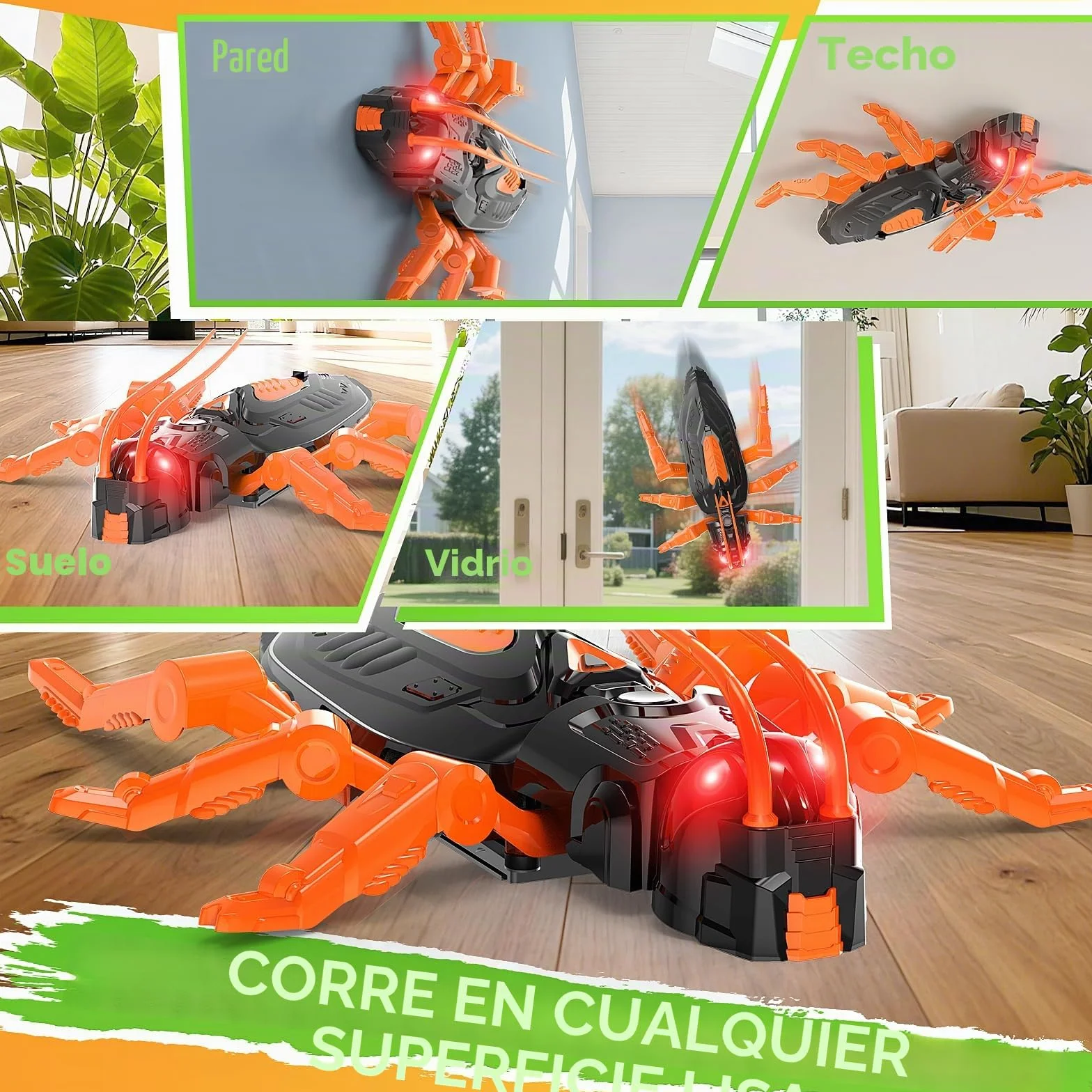 Gerbala Cucaracha Teledirigido Robot Juguetes, Arrastrándose por Paredes y Techos, Ojos LED Brillantes, Regalo para Niños 3+ Años