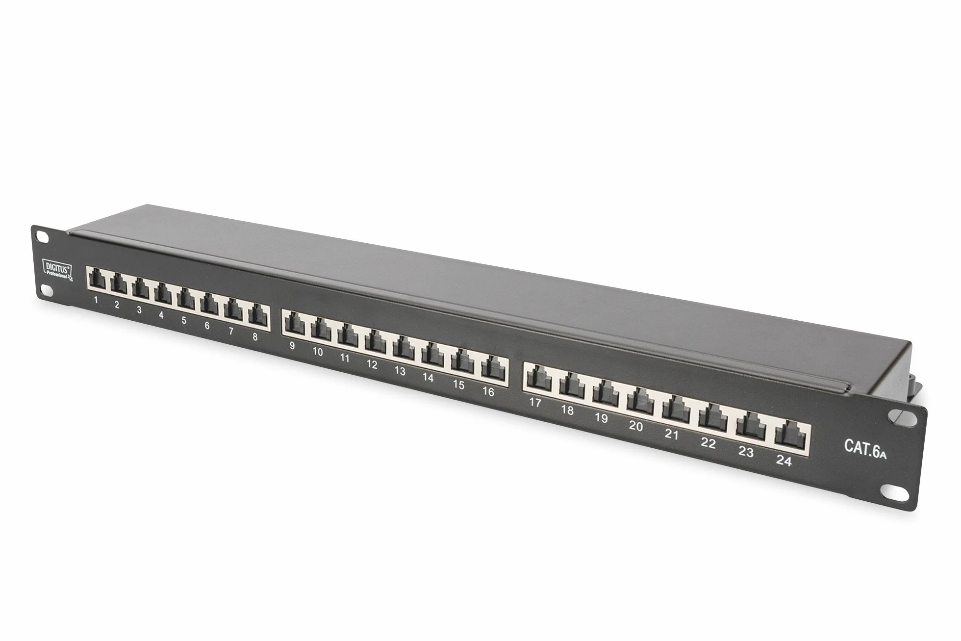 DIGITUS LSA Patch-Panel Cat-6A 24 puertos 1 U Apantallado Clase EA Negro RAL 9005