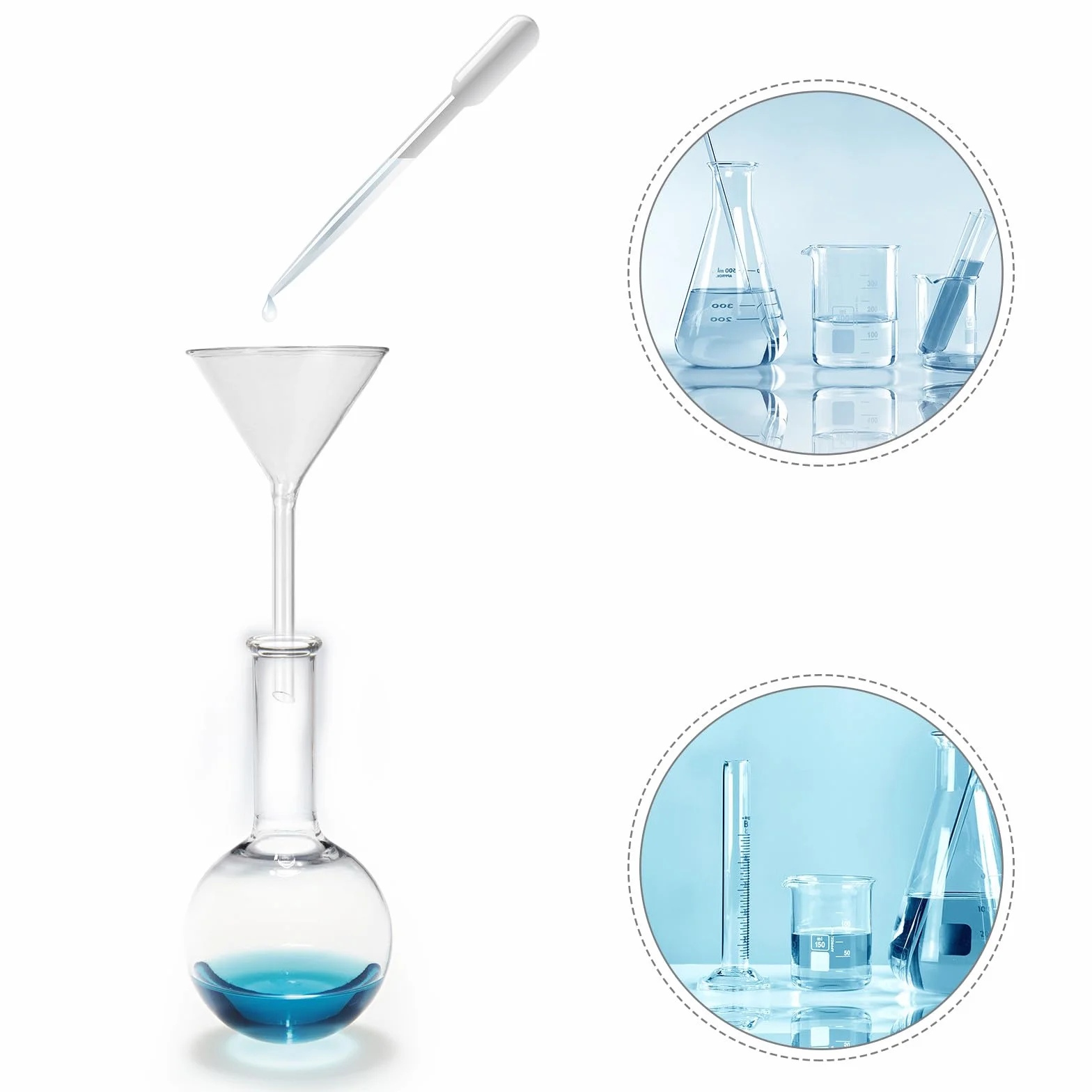 Embudo de Vidrio para Laboratorio 4 Piezas Corto 40-100 Mm Resistente a Temperatura Alta y Químico, Embudos de Llenado para Transferencia de Líquidos en Química Analítica