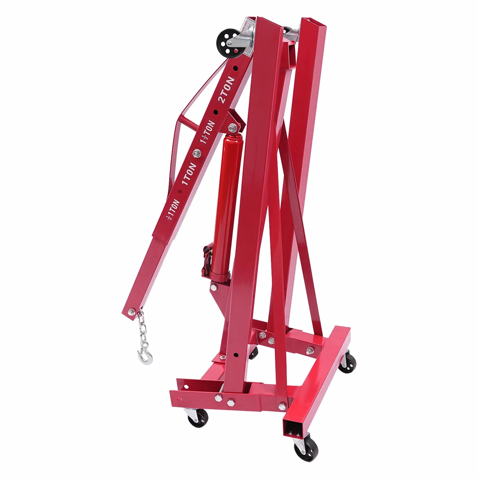 Grúa de taller de 2000 kg, plegable, elevador de motor hidráulico, 2000 kg, altura regulable con 4 niveles, incluye balanceador de motor y ruedas para reparación de coches, reparación de coches para