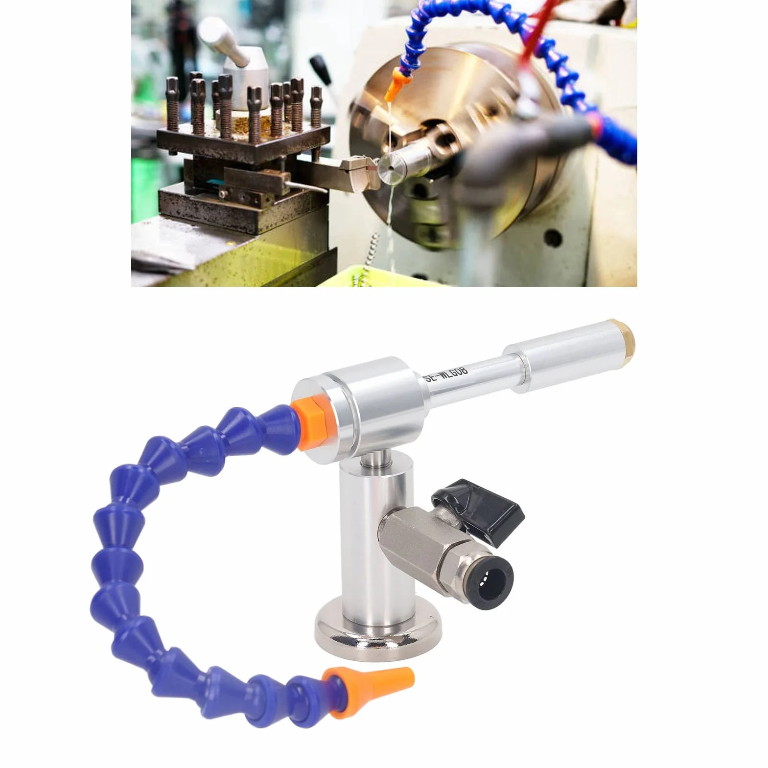 Pistola de Enfriamiento de Aire Frío Seco, Juego de 6 Piezas 7Bar 520Btu Mini Vortex Tube Pistola de Aire Frío,Aleación de Aluminio Flexible de Alta Temperatura Máquina de Rociador
