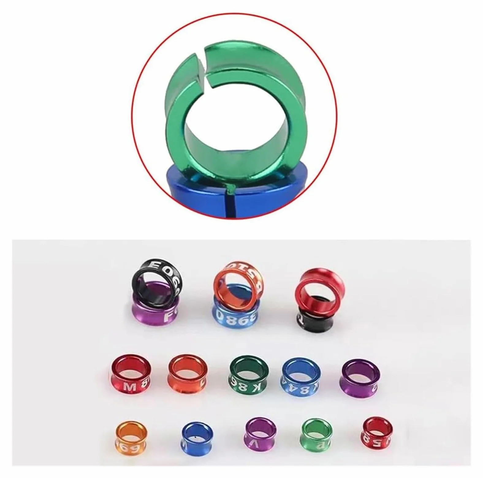Anillas Abiertas para Aves, Diámetro Multicolor de Aluminio 4mm-8m m los Anillos la Pierna identificación Paloma(Mixed Colors8.0mm,200pc)