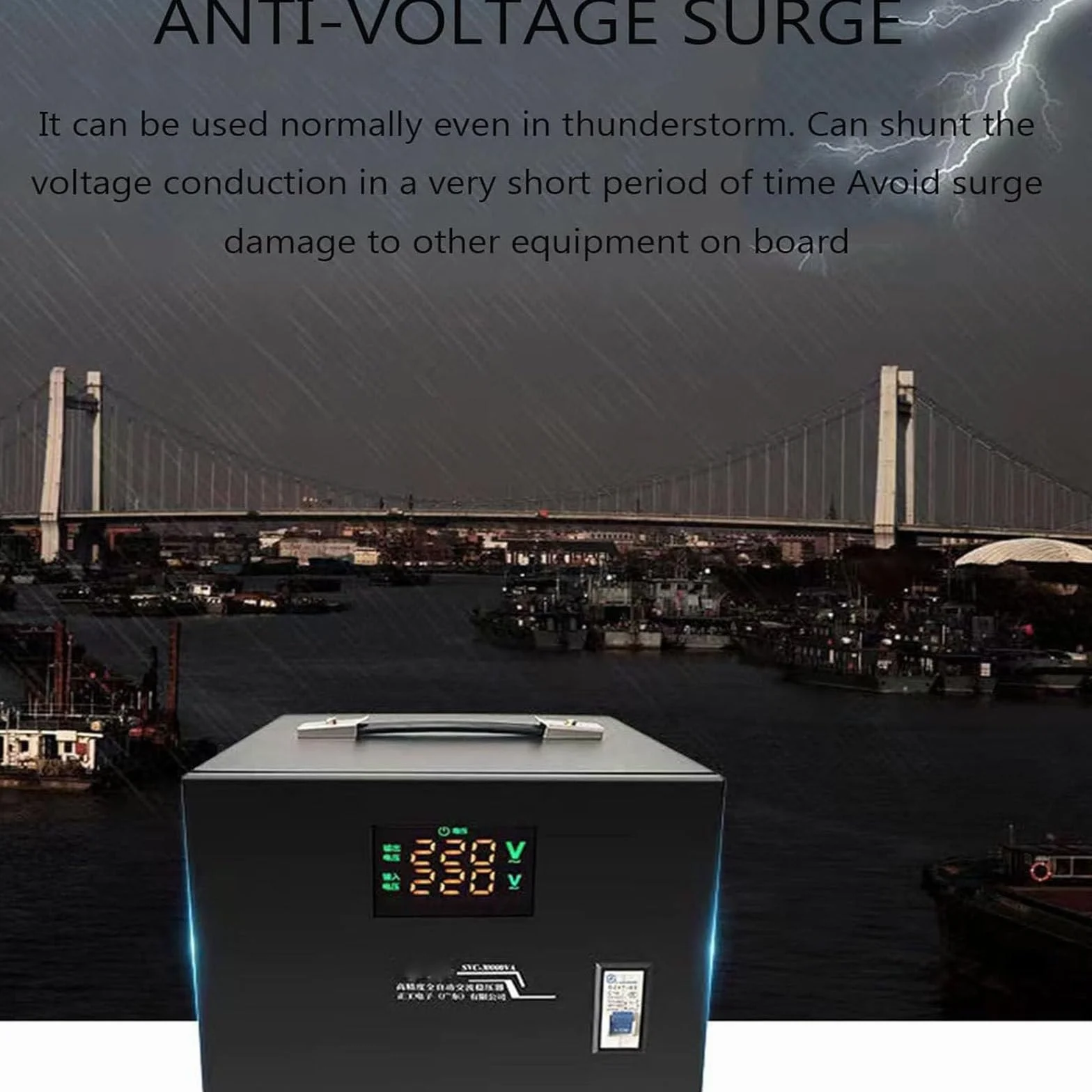 Estabilizador voltaje electrónico, estabilizador voltaje completamente automático 1000W-10000W Estabilizador voltaje electrodomésticos alta potencia, transformador voltaje CA,5000W-220V