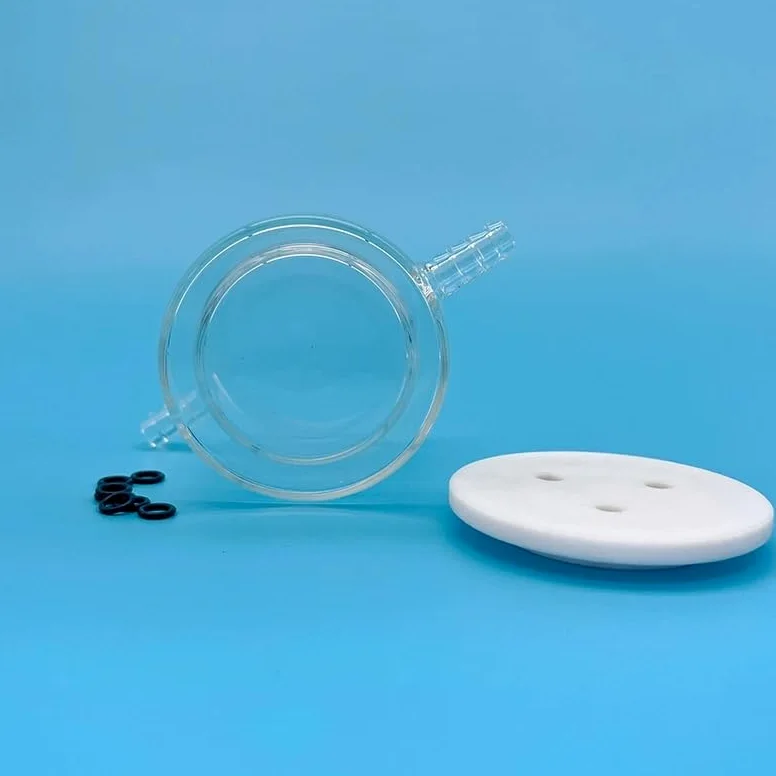 Celda electrolítica de doble capa con control de temperatura for sistema de 3 electrodos - Tanque de vidrio con cubierta de PTFE, 1 pieza(50ml)