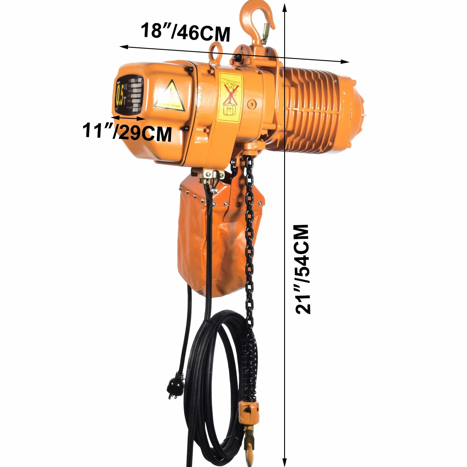 VEVOR Polipasto Eléctrico de Cadena Carga 500 kg, 6 m Altura, Trifásico 480 V, 60 Hz, Doble Velocidad 8,4 y 2,4 m/min, Control Remoto Inalámbrico 100 m, Gancho Giratorio 360° para Taller Motor Garaje
