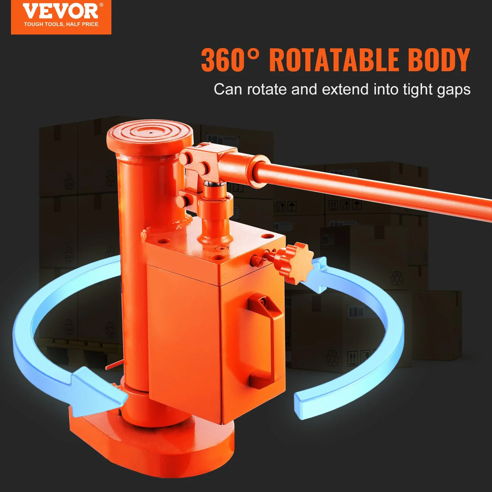 VEVOR Gato de Pierna Hidráulico 5 T para Máquina - Capacidad de Elevación 10 T Superior, Altura de Pierna 25-230 mm, Altura Superior 370-570 mm - para Maquinaria De Elevación e Industria