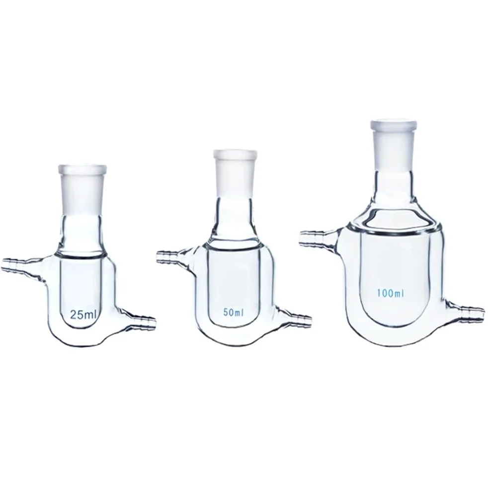 Matraz de vidrio de una sola boca con camisa, matraz de vidrio de doble capa, frasco de reacción de 25 ml, 50 ml y 100 ml, frasco de reacción de una sola boca inlaboratory 24/29(25ml)