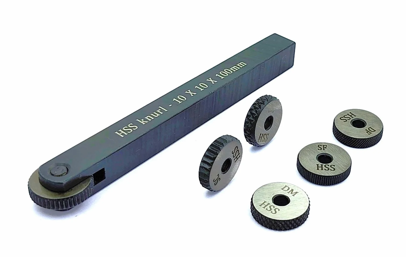 Soporte de herramientas de moleteado de una sola rueda con 5 moleteados HSS de repuesto 10 x 10 x 100 mm