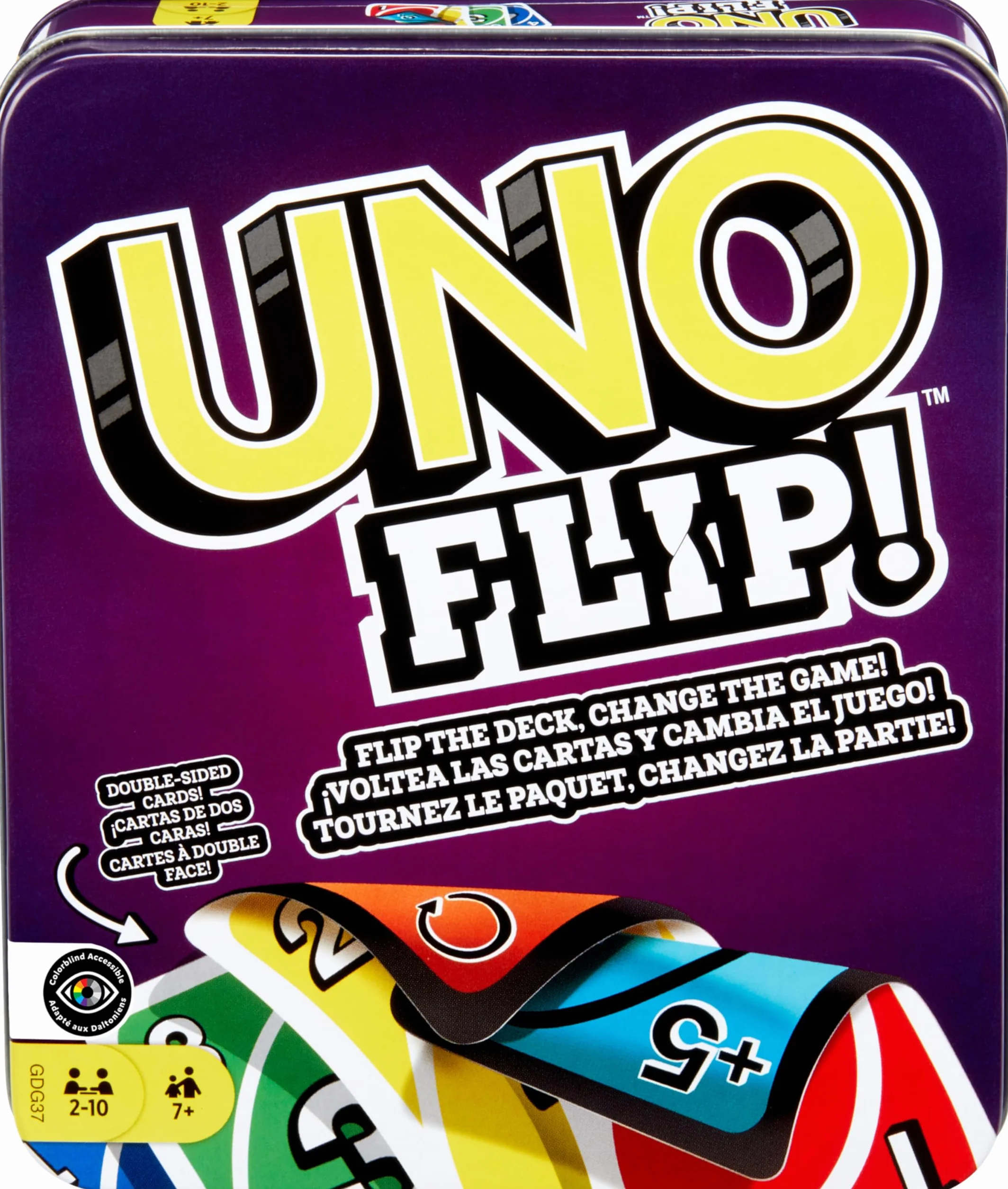 Mattel Games UNO Flip! Juego de Cartas en Lata para niños +7 años