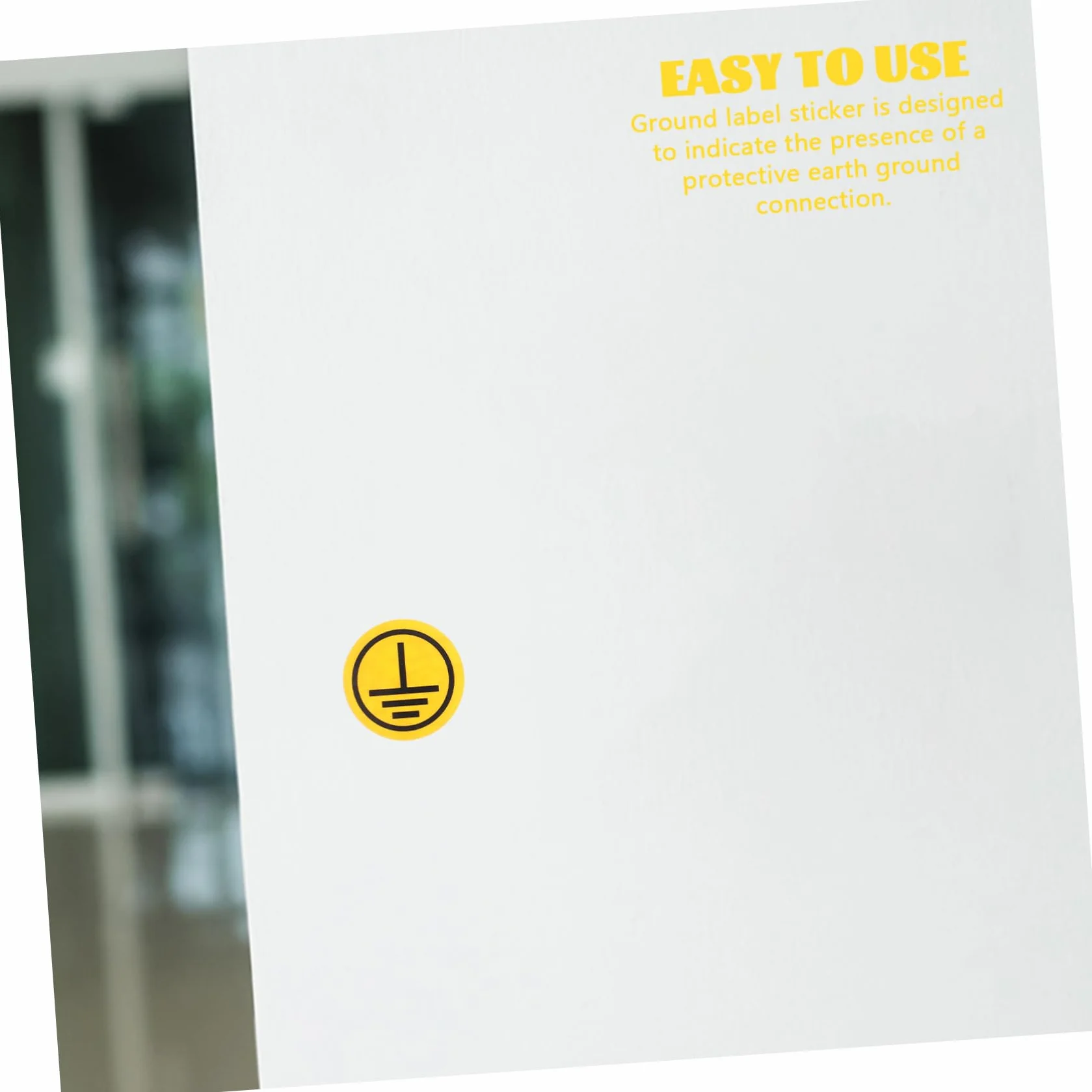 Pegatina Cuadro Eléctrico de Advertencia para Señal de Puesta a Tierra, Papel Sintético Pp Amarillo, Equipos Eléctricos