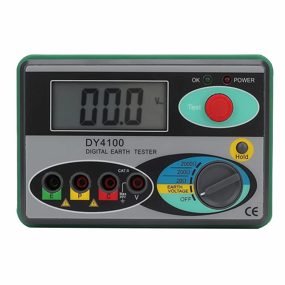 DY4100 Pantalla LCD Digital Pantalla Medidor de Resistencia a Tierra Medidor de Medición Ideal para Sistemas de Energía y Equipos Eléctricos