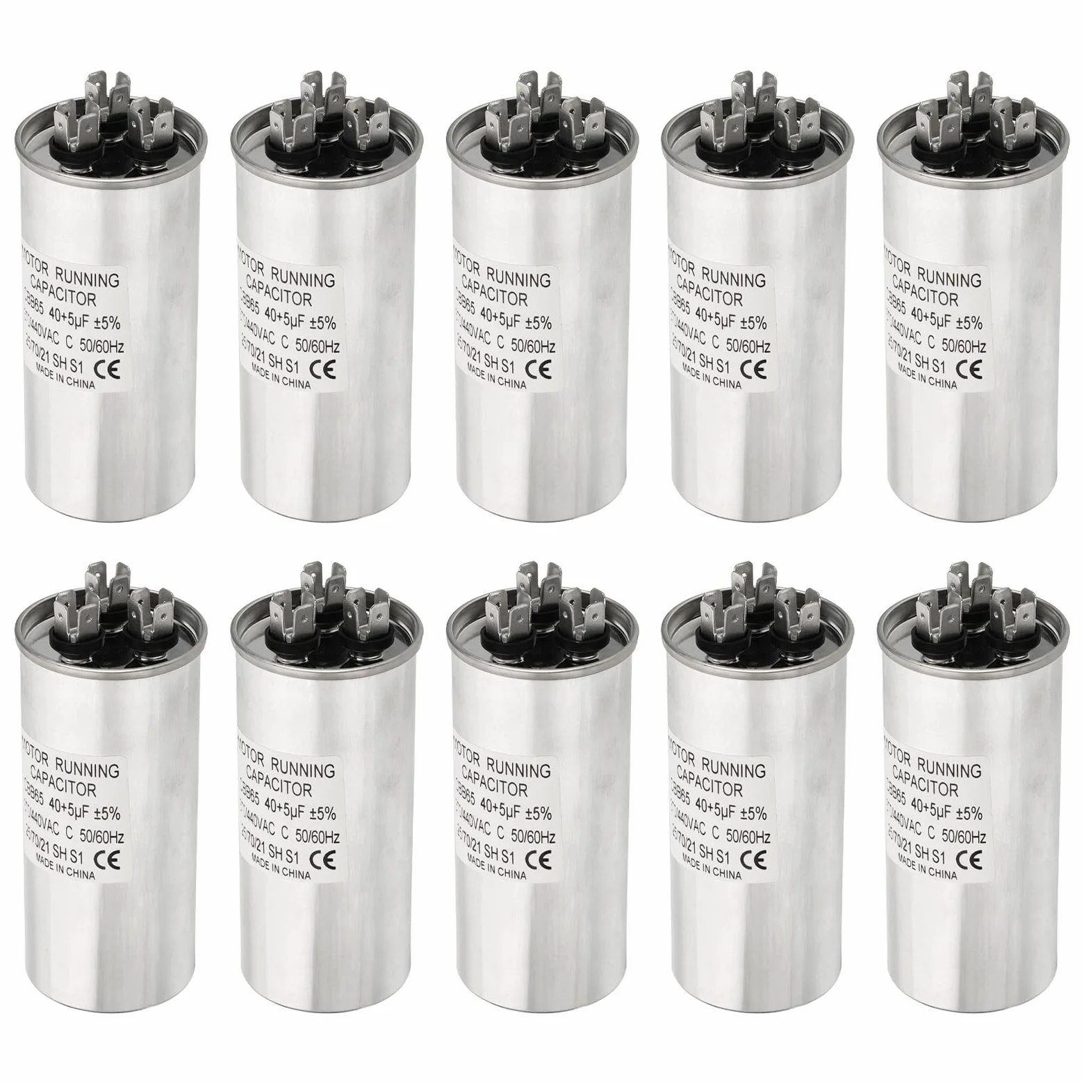 PATIKIL 40/5uF 40+5MFD 370-440V AC Condensador, 10 Piezas CBB65 Condensadores Arranque Motor Condensador Doble Funcionamiento O Bomba Calor Condensador