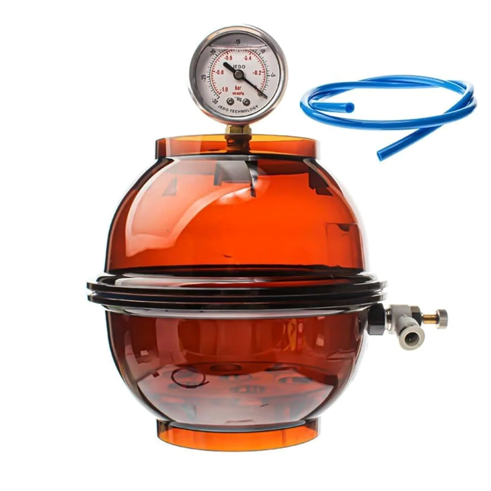Desecador de vacío de policarbonato: desecadores de vidrio de laboratorio, secador de vacío de laboratorio con manómetro y válvula única for uso en laboratorio, diámetro 150 mm, marrón