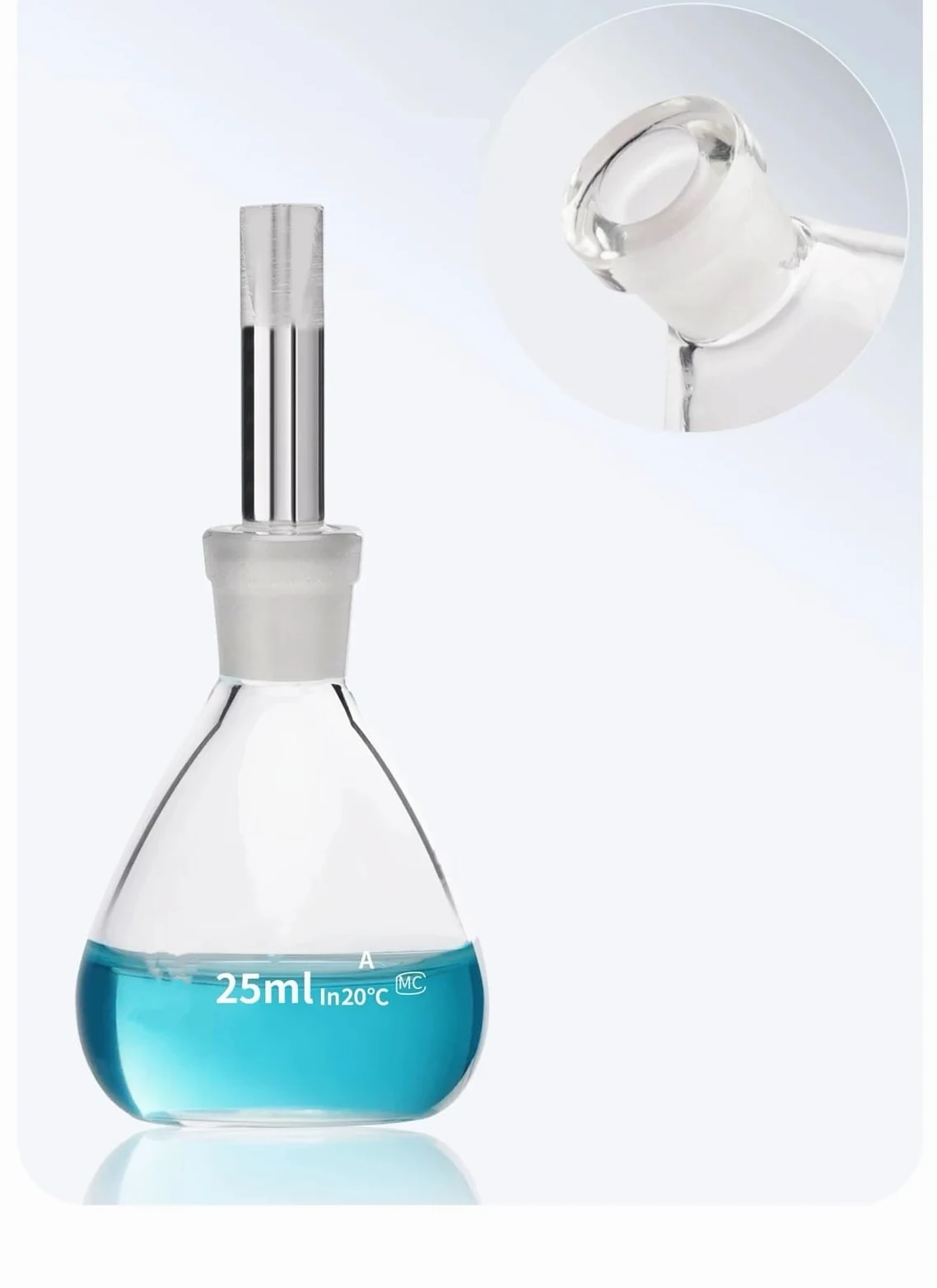 Picnómetro de vidrio for laboratorio, botella de gravedad específica, 5/10/25/50/100 ml(250ml)