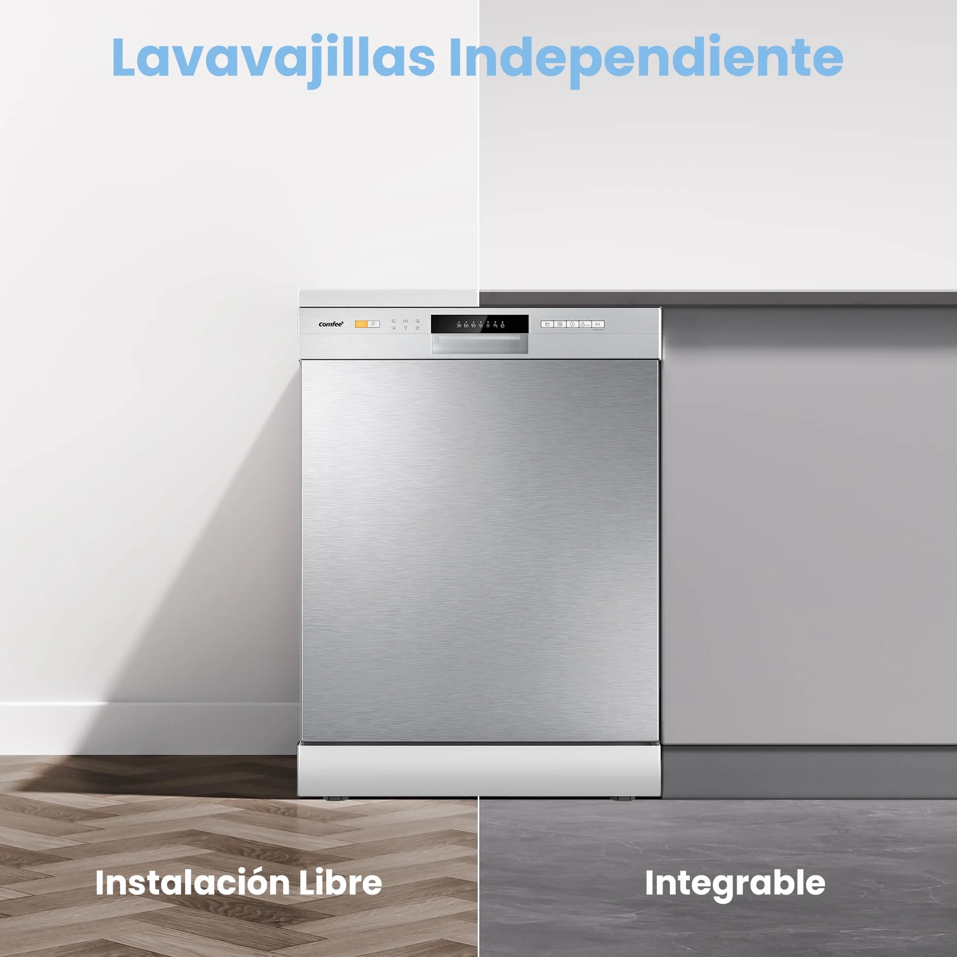 COMFEE' Lavavajillas Libre Instalación 60 cm 12 Cubiertos Acero Inoxidable 47 dB