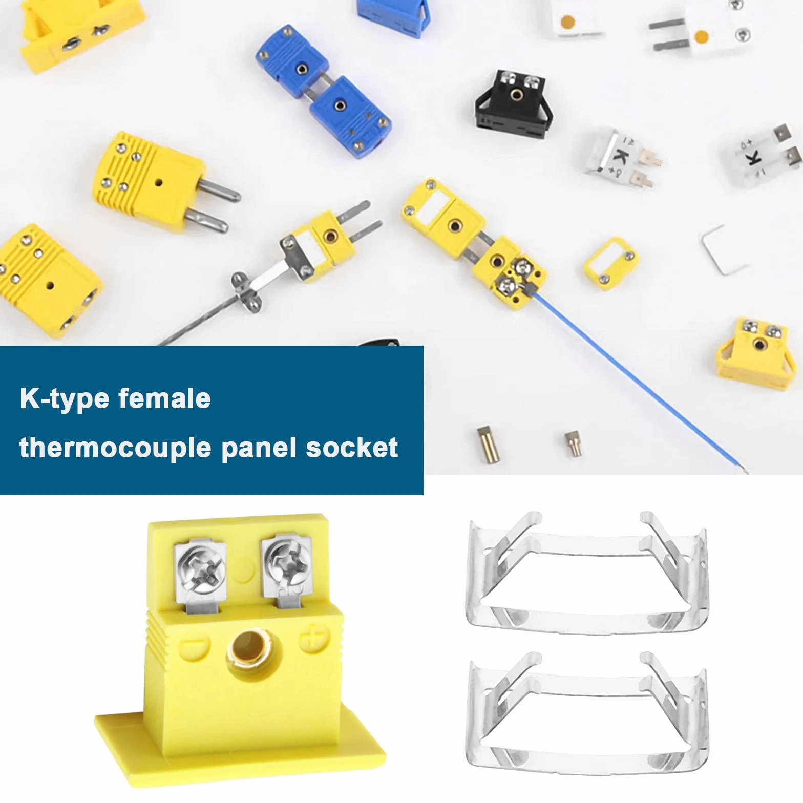 OTOTEC Tipo K Termopar Conectores de Cable 4 Juegos con Panel Mini Enchufe Amarillo 21x24x14 mm MPJ-K-F