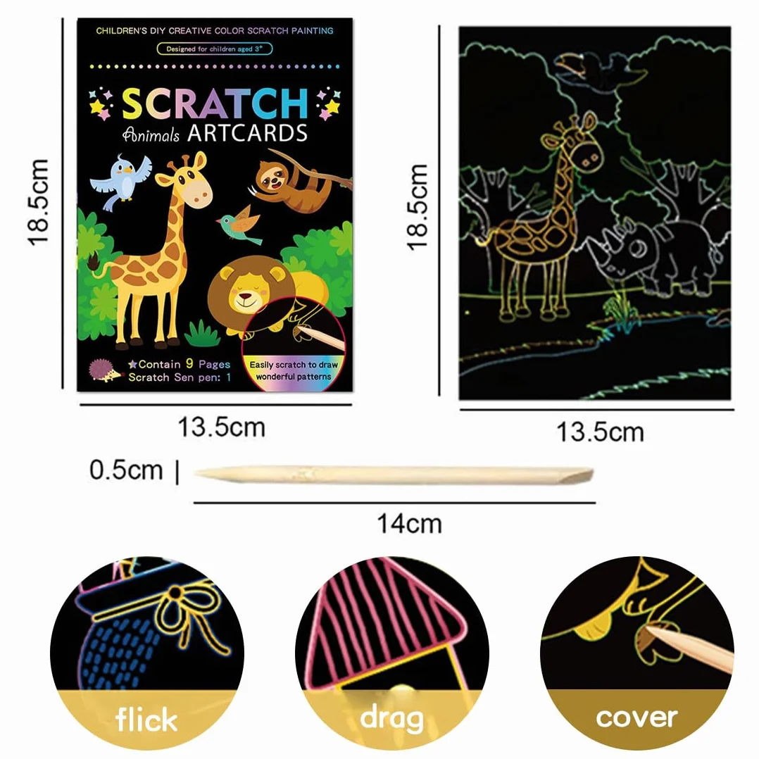 Libros de Arte para Rascar para Niños, Juguetes de Arte Arco Iris, Regalos para Niñas 3-10 Años, Manualidades Tema Unicornio