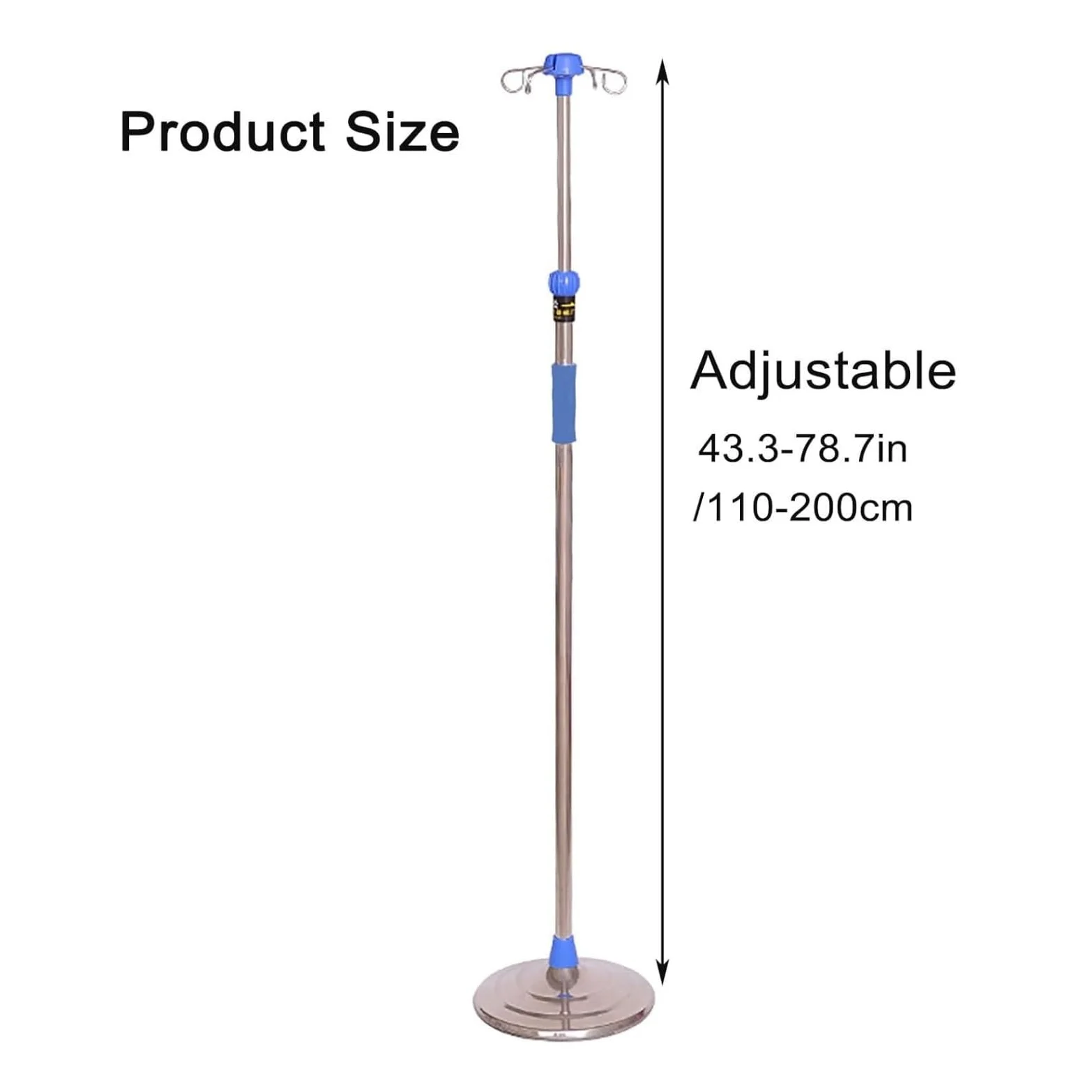 Soporte rodante for portasueros de acero inoxidable resistente portabotellas | Soporte for bolsa intravenosa de 4 puntas y altura ajustable 5 ruedas giratorias