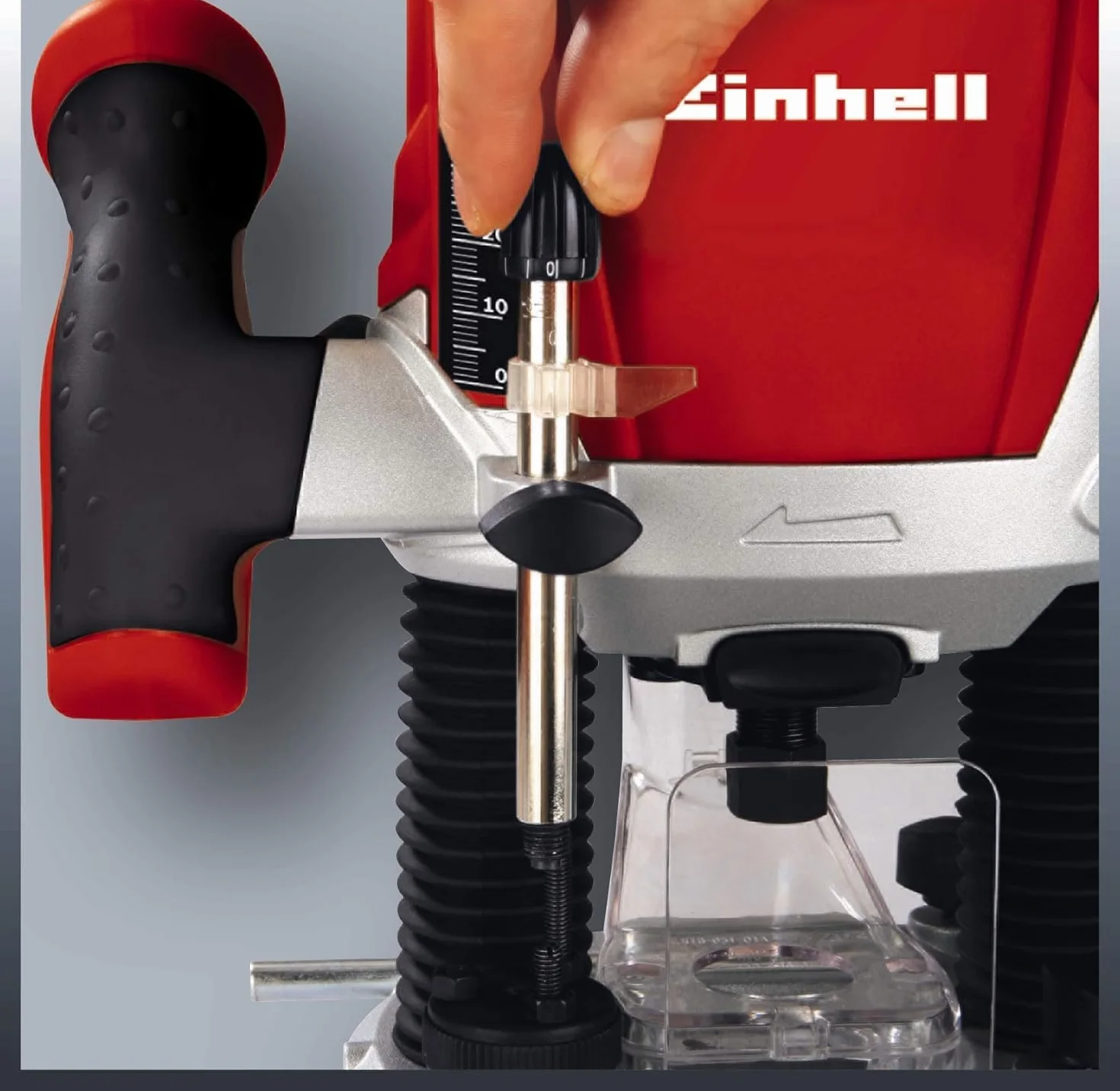Einhell Fresadora eléctrica con cable TE-RO 1255 E (1200 W, 230 V, 50 Hz, control electrónico, profundidad de fresado regulable, 5,2 Amperios, con dispositivo de sujeción de 6 + 8 mm)