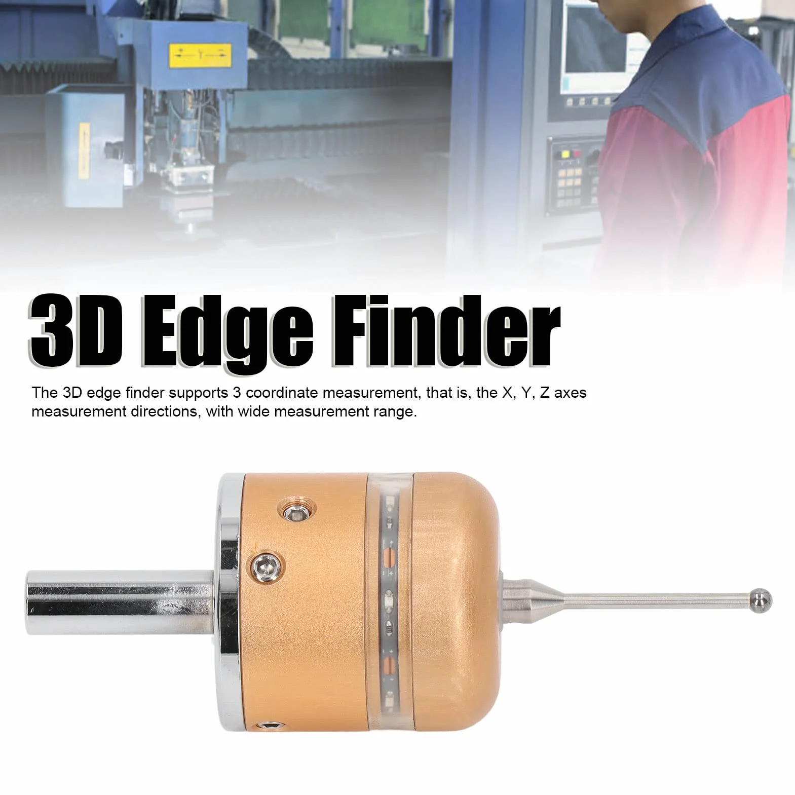 Buscador de Bordes 3D CNC, Sensor 3D de Sonda Táctil CNC de Alta Precisión, Localizador de Bordes Electrónico a Prueba de Agua con Sonda Giratoria de 180 ° para Ejes X, Y Y Z, para Equipos CNC(#2)