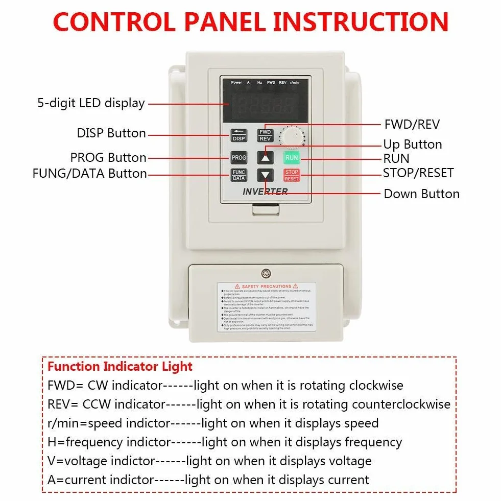 Convertidor de frecuencia VFD, variador de frecuencia de CA monofásico de 220 V CA Inversor VFD para Motor trifásico de 4 kW de CA con Control PWM, Buen Rendimiento Anti-Disparo