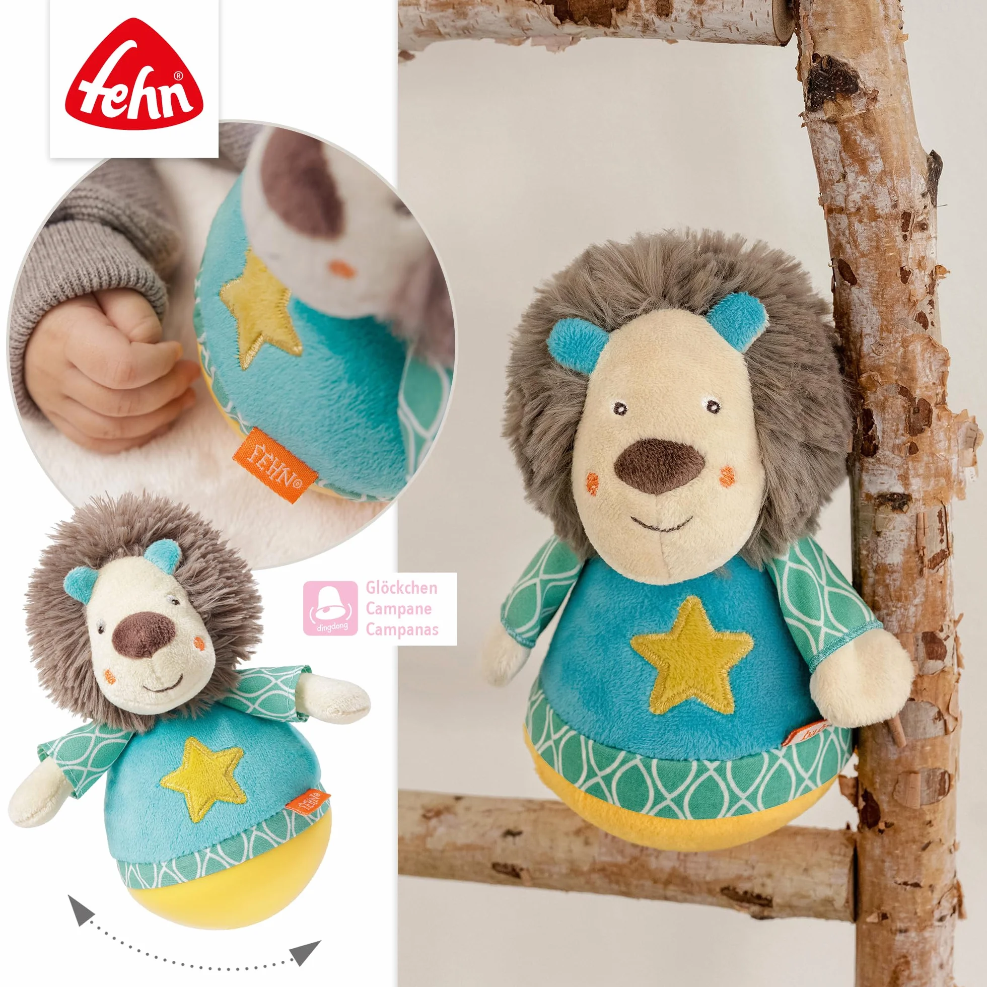 Fehn 066289 Tentetieso León Juguete Agarrar Empujar 18 cm Bebés 0 Meses