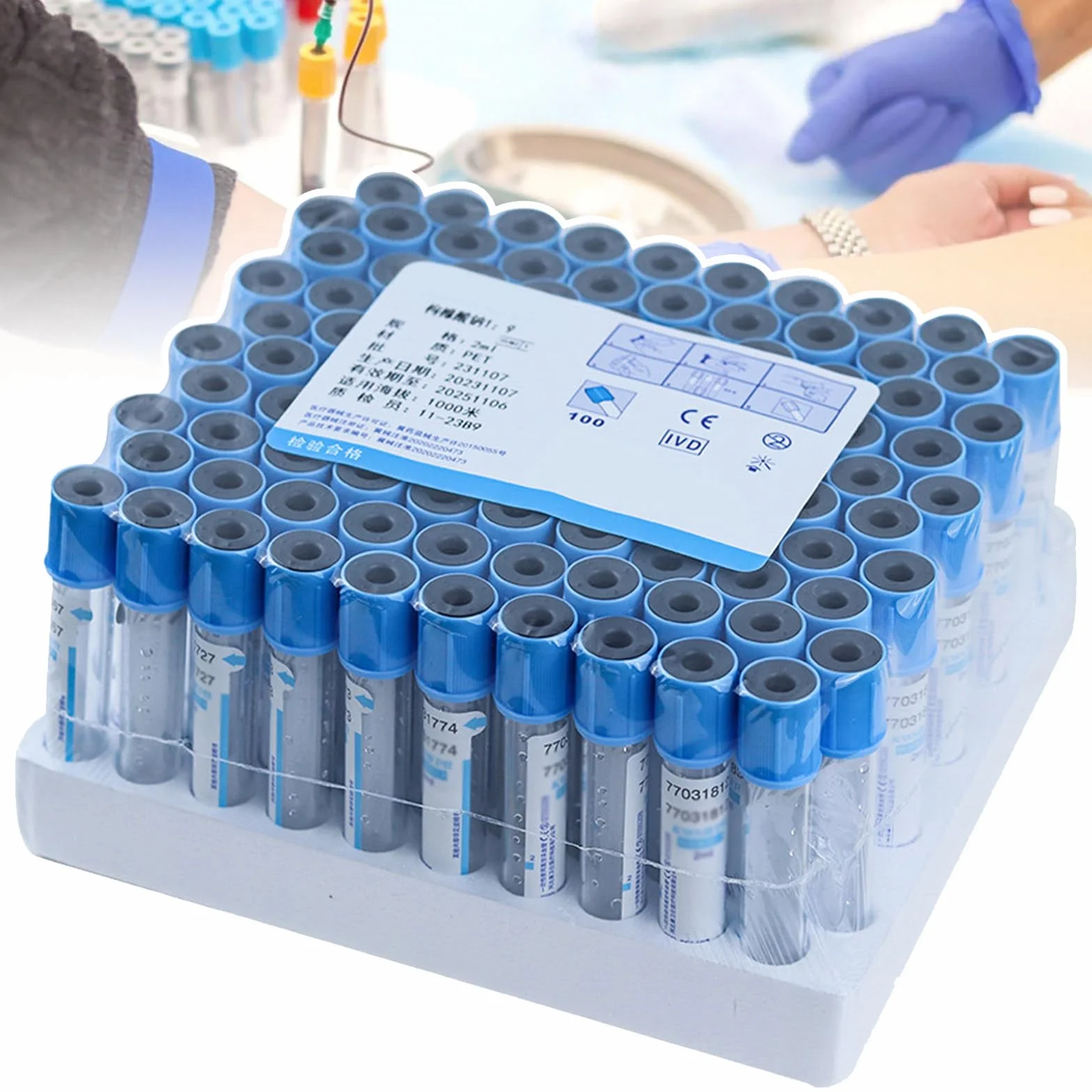 Tubos de extracción de sangre al vacío, citrato de sodio desechable para uso en laboratorio, compatibles con sistemas estándar de recogida de sangre