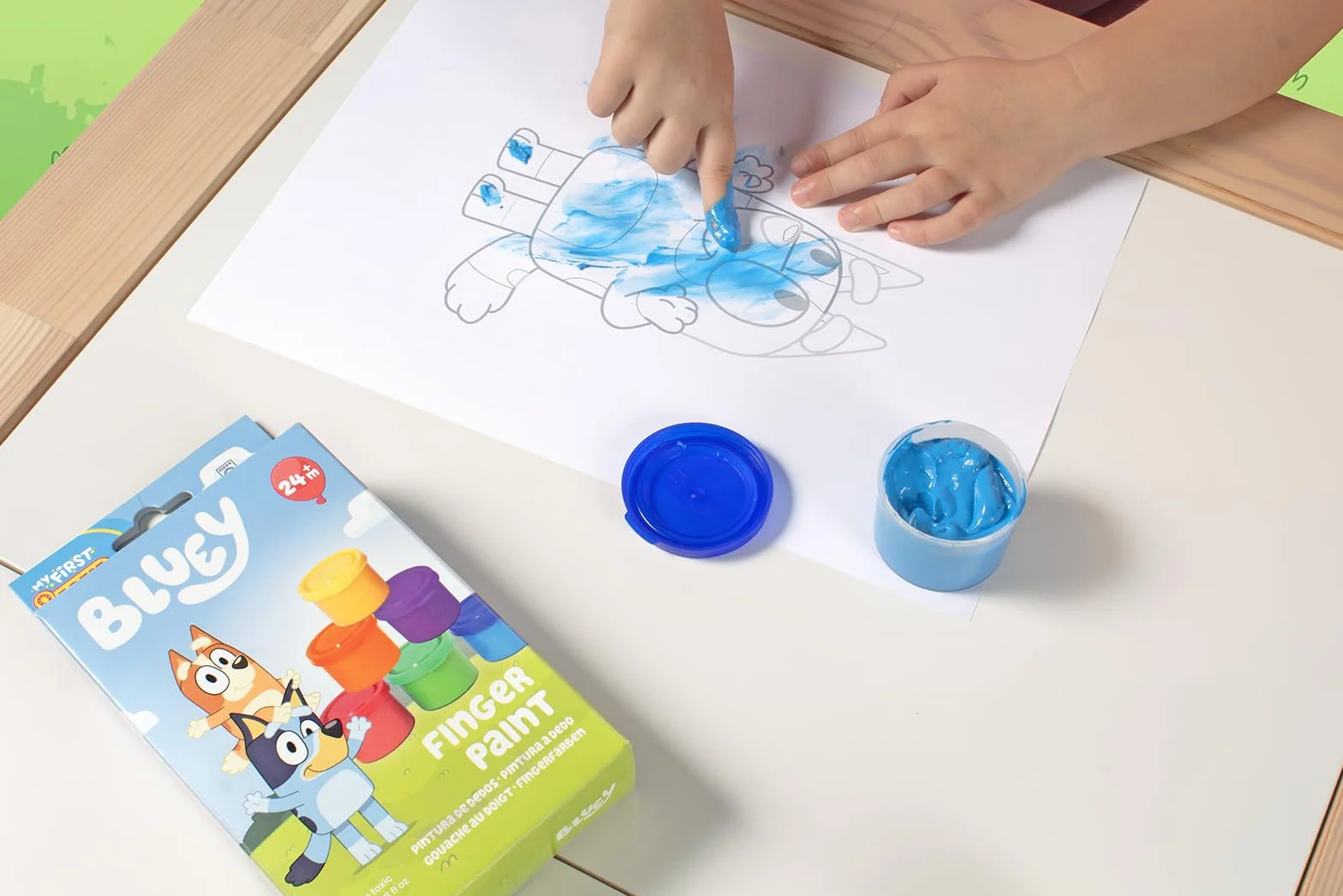 Jovi Pintura de Dedos Bluey Estuche 6 botes 35 ml No Tóxica Sin Gluten Fácil de Lavar