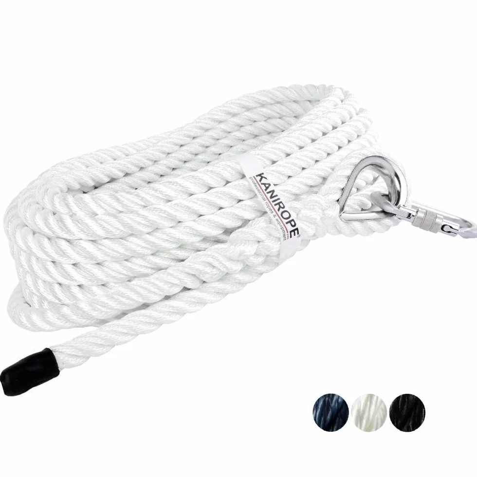 Kanirope LIFTPRO - Cuerda de ascensor (poliéster, 18 mm, 10 m, con guardacabos y mosquetón), color blanco