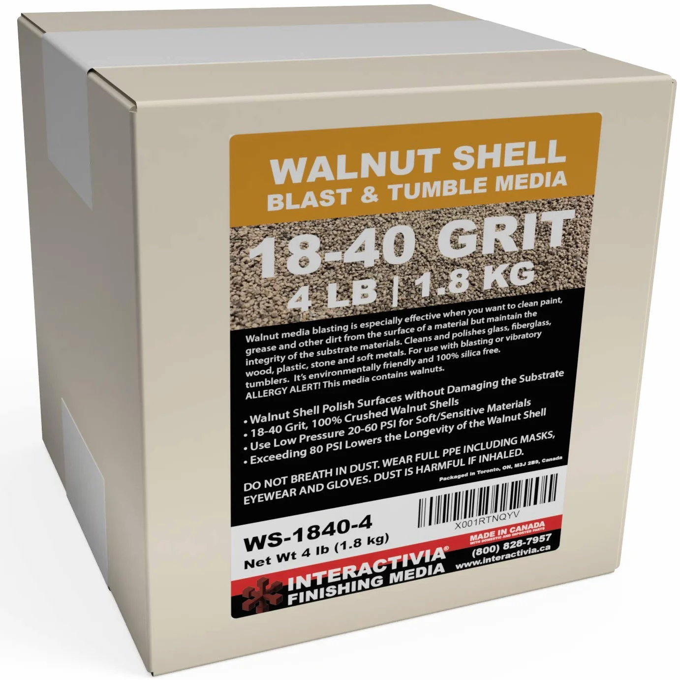 4 libras o 1.8 kg de nuez molido Shell Media 18-40 Grit – Medium grueso nogal conchas para Tumbling, Vibratorio o Blasting
