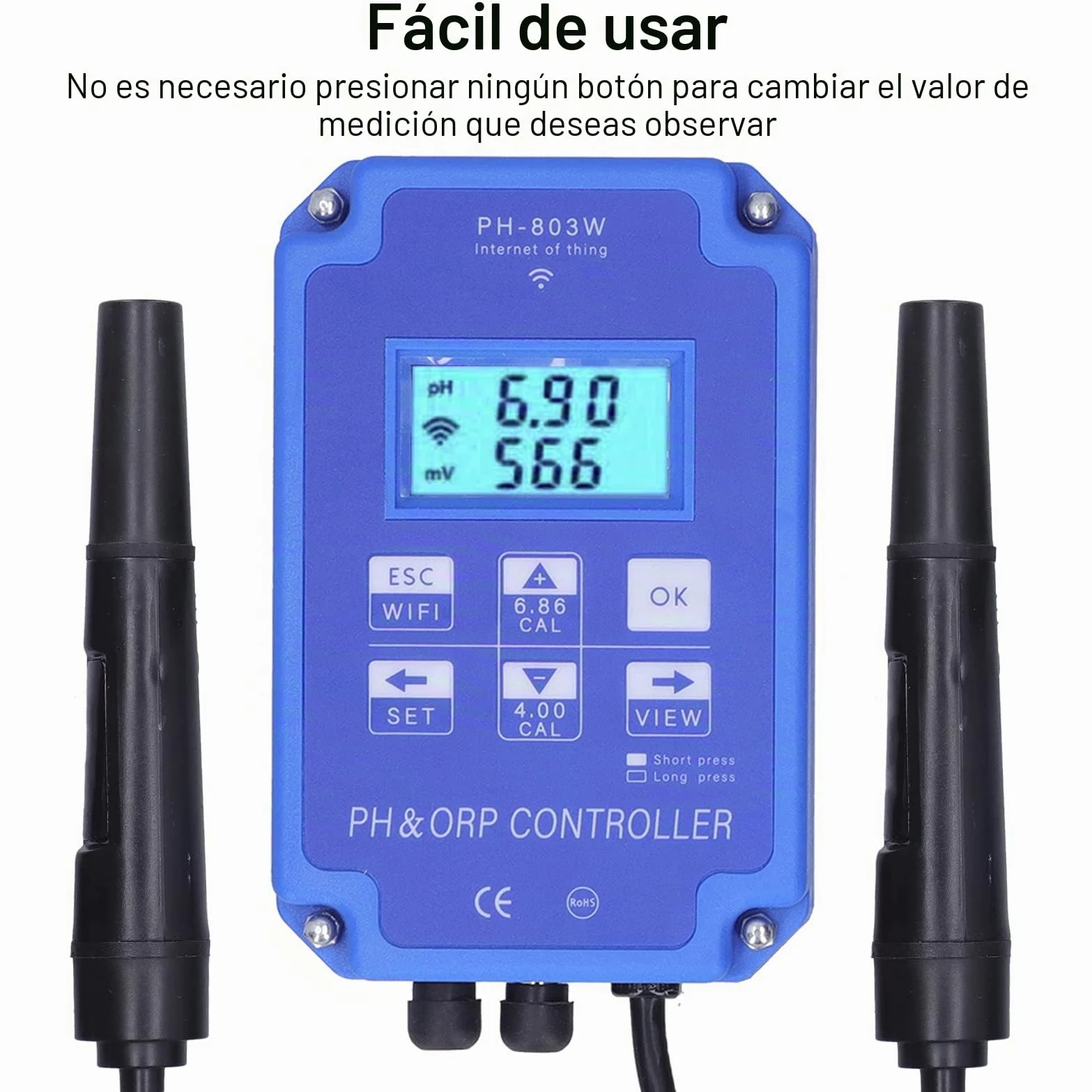 PH ORP Medidor de Prueba de Agua de Parámetros Múltiples con Controlador ORP Redox para Monitoreo y Control de Calidad del Agua a Largo Plazo(EU Plug 250V)
