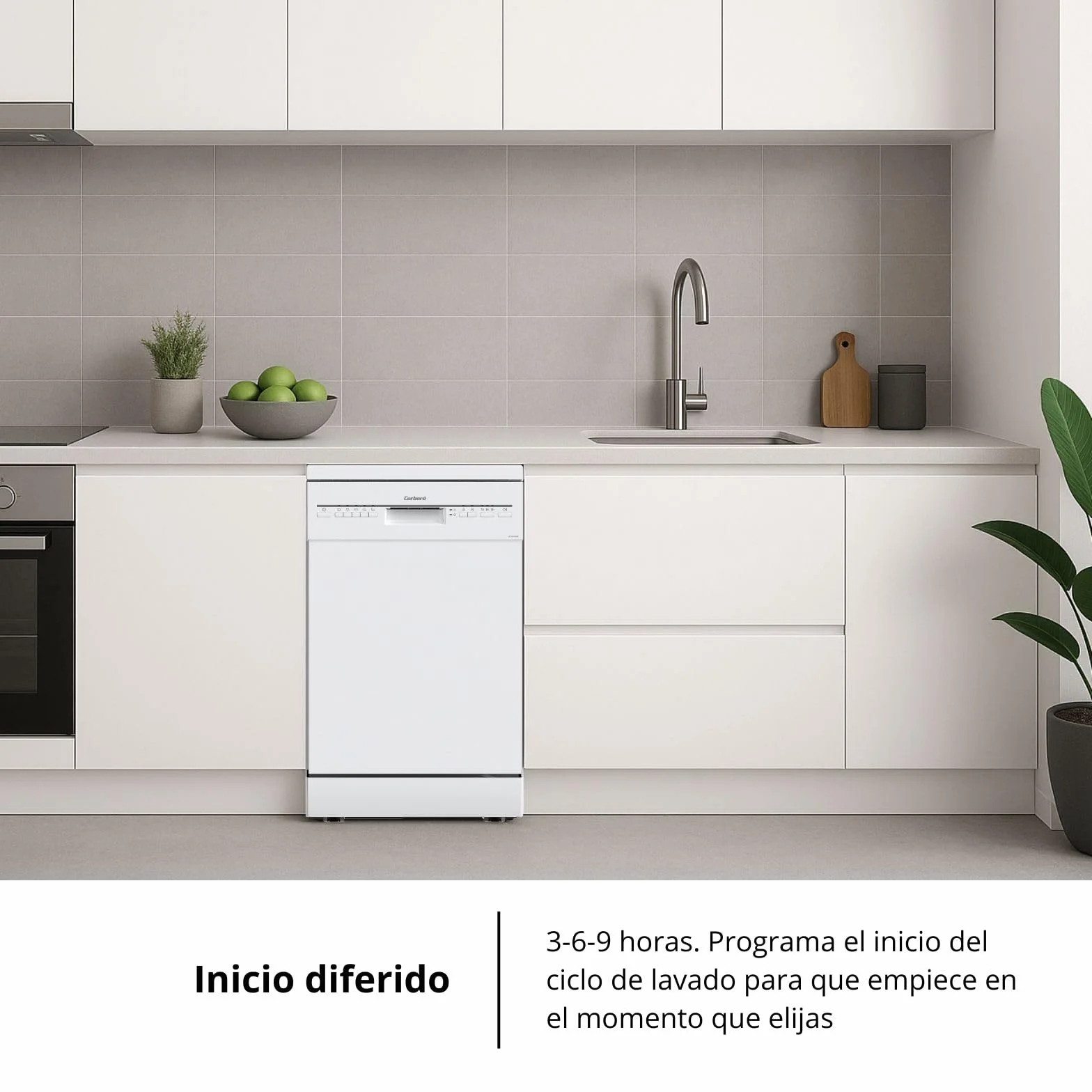 Corberó Lavavajillas Plus 45cm CLVM403W 10 Cubiertos 5 Programas Blanco 49dB Eficiencia Energética E