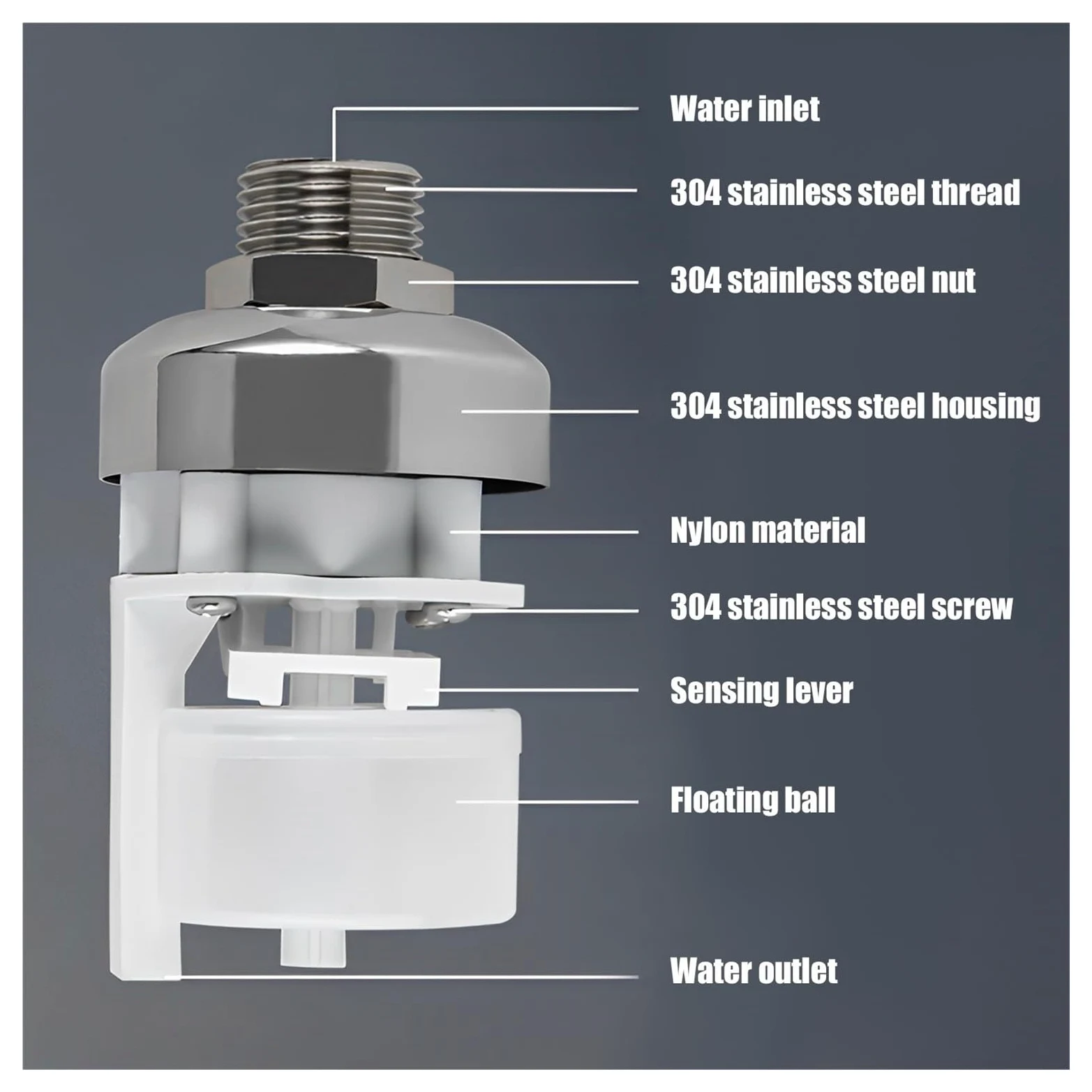 flotador para abrevadero, 1/2 PCS Válvula de control nivel agua automática Cierre seguro la torre