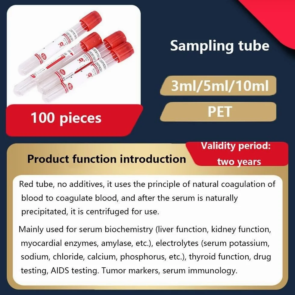 Tubos de extracción de sangre al vacío, plástico desechable, sin aditivos, para laboratorio y uso clínico
