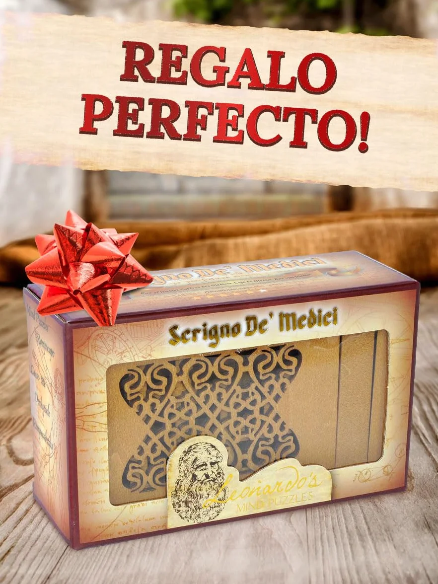Logica Juegos Cofre de' Medicis Rompecabezas de Madera Caja Secreta Dificultad 5/6 Colección Leonardo da Vinci