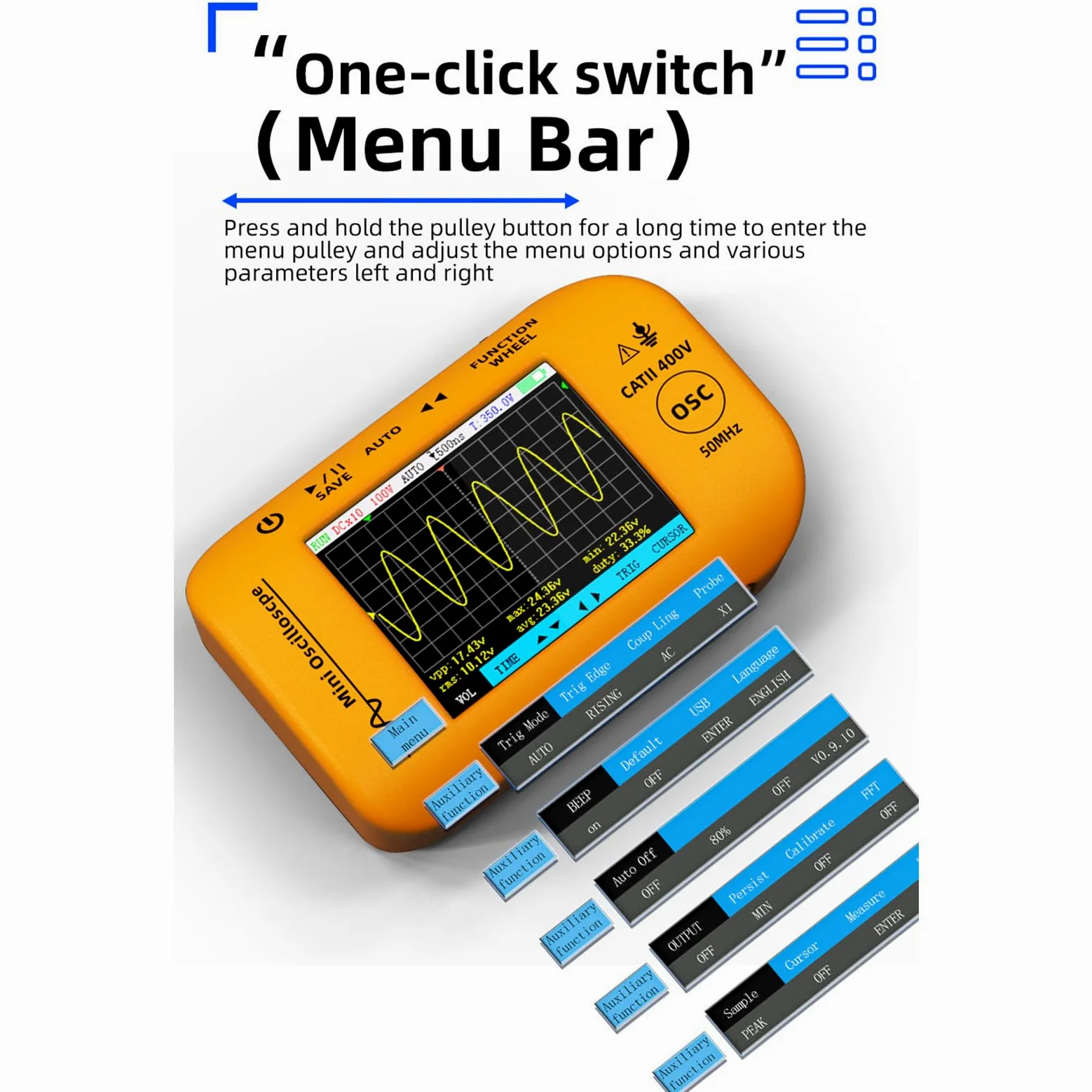 Accuracy 200MSa S - Osciloscopio de muestreo con generador de funciones integradas, funcionamiento simple para reparaciones electrónicas, función matemática, osciloscopio