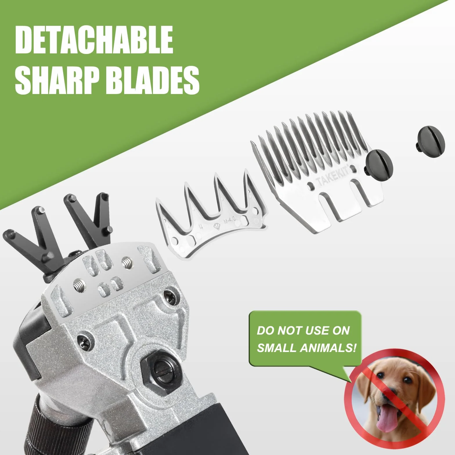 TAKEKIT Tijeras para ovejas, 500 W, profesional y resistente, para aseo, 6 velocidades, cortadora eléctrica de animales para alpacas, llamas, corderos y ganado grande con pelaje grueso
